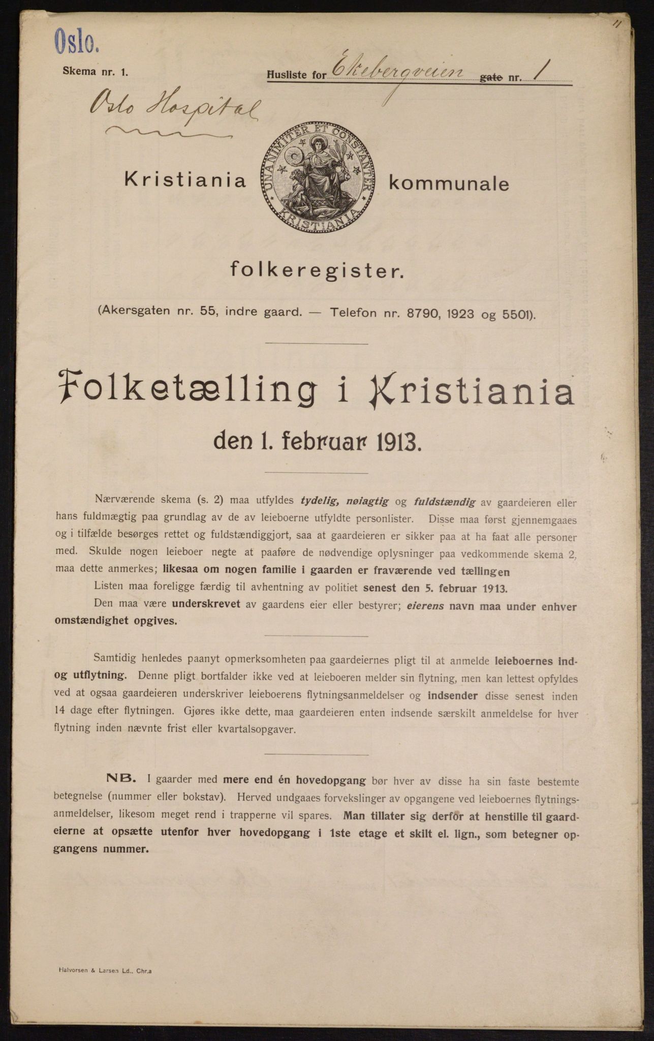 OBA, Kommunal folketelling 1.2.1913 for Kristiania, 1913, s. 20199