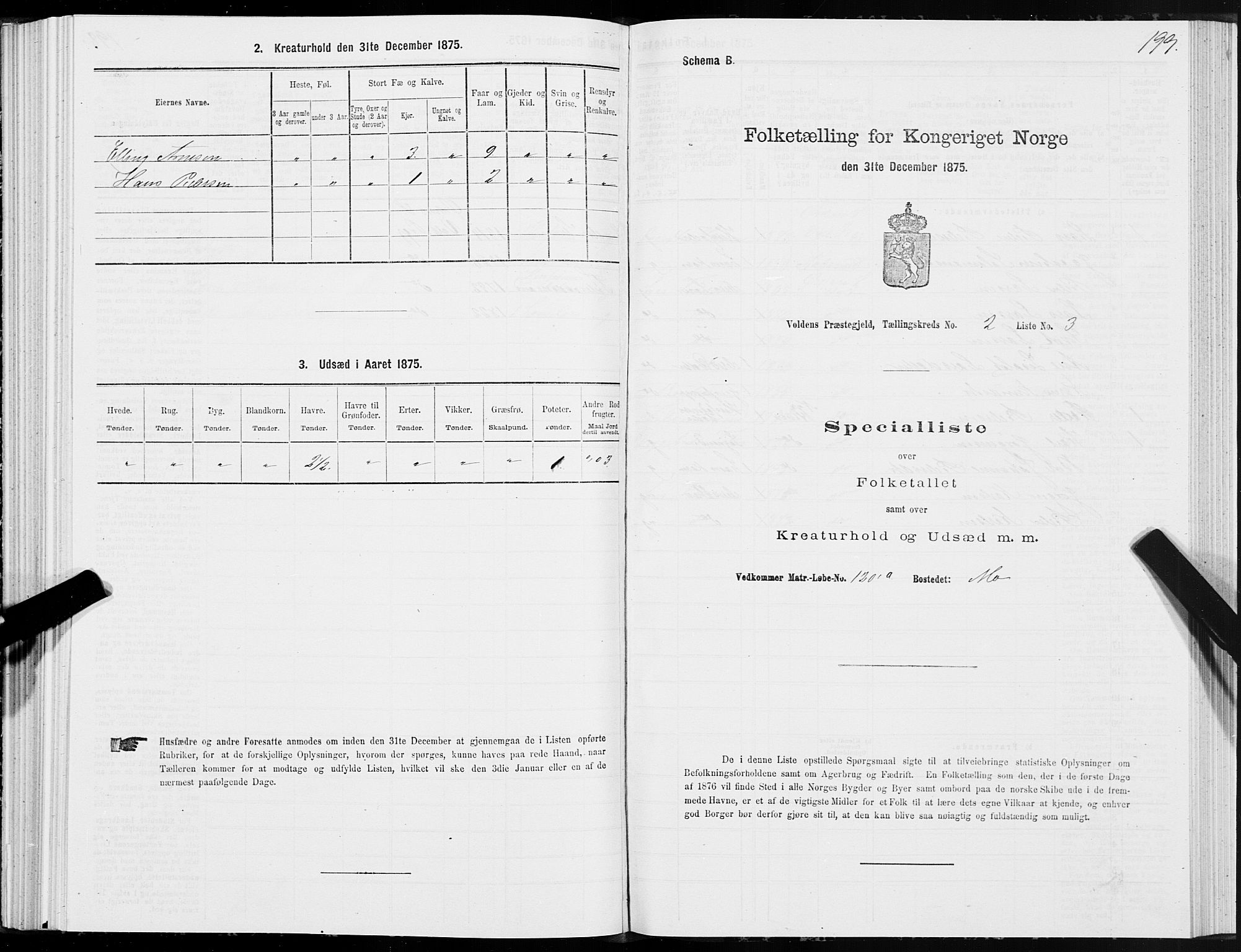 SAT, Folketelling 1875 for 1519P Volda prestegjeld, 1875, s. 2199