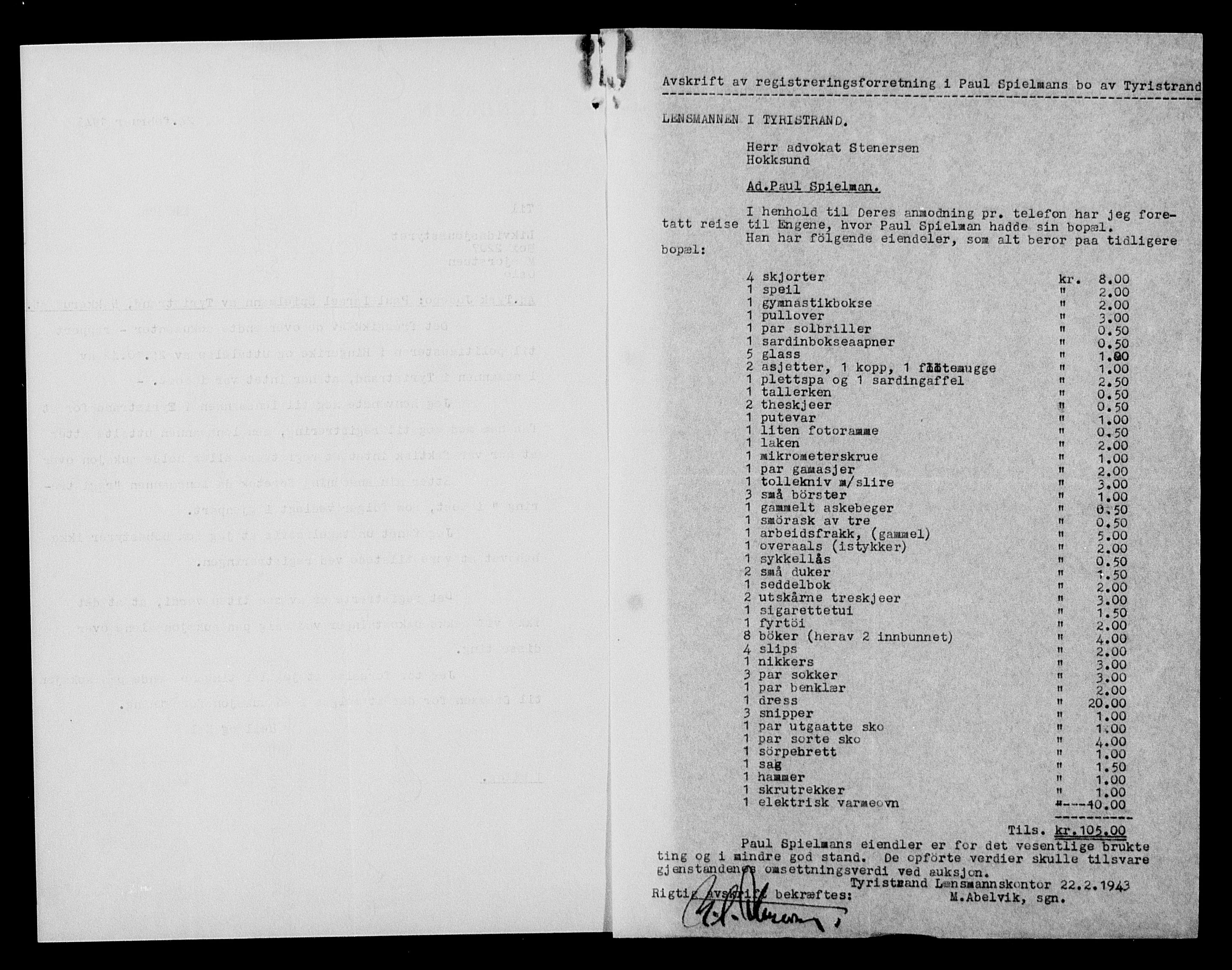 Justisdepartementet, Tilbakeføringskontoret for inndratte formuer, AV/RA-S-1564/H/Hc/Hcd/L1007: --, 1945-1947, s. 239