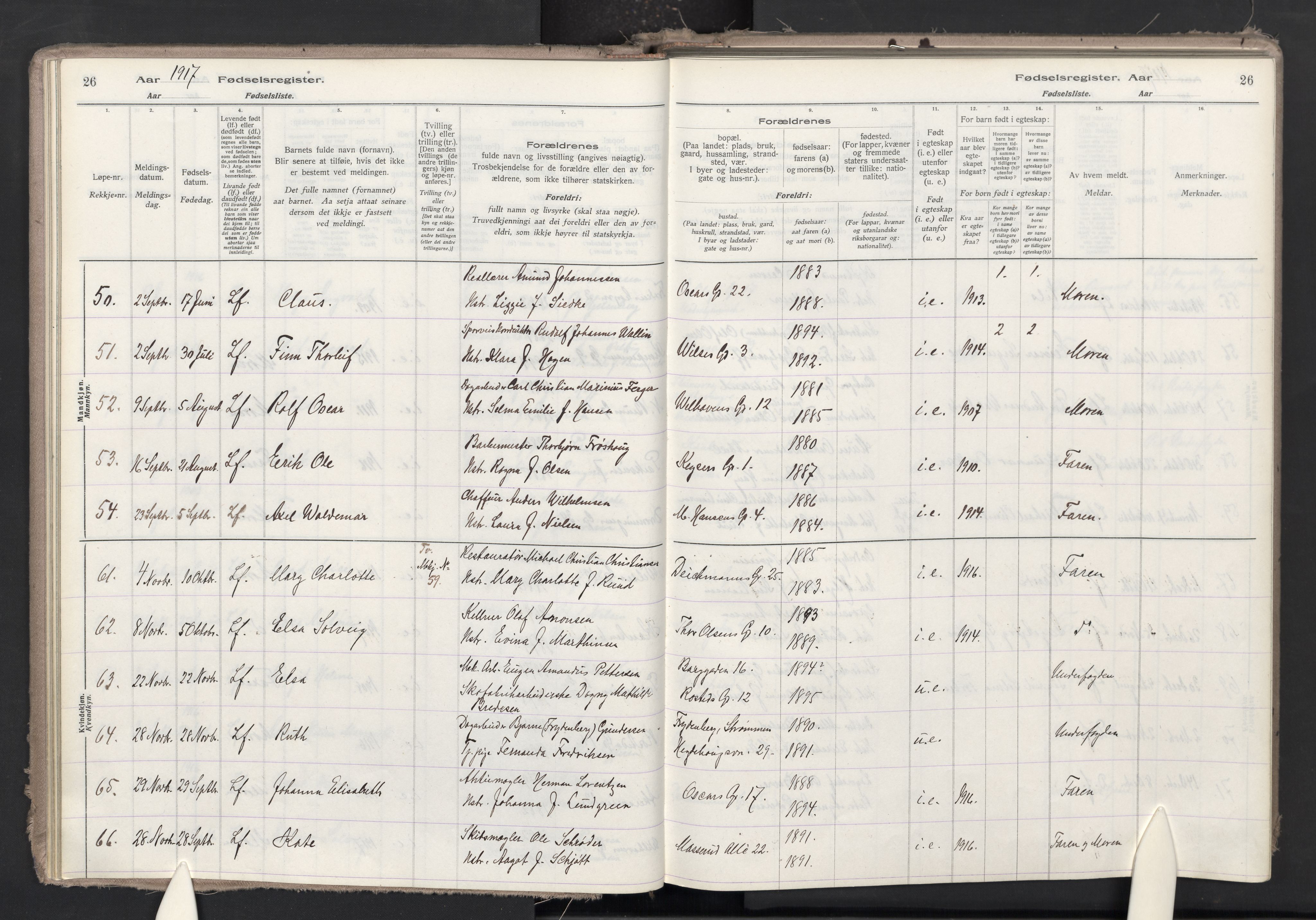 Trefoldighet prestekontor Kirkebøker, AV/SAO-A-10882/J/Ja/L0001: Fødselsregister nr. 1, 1916-1931, s. 26