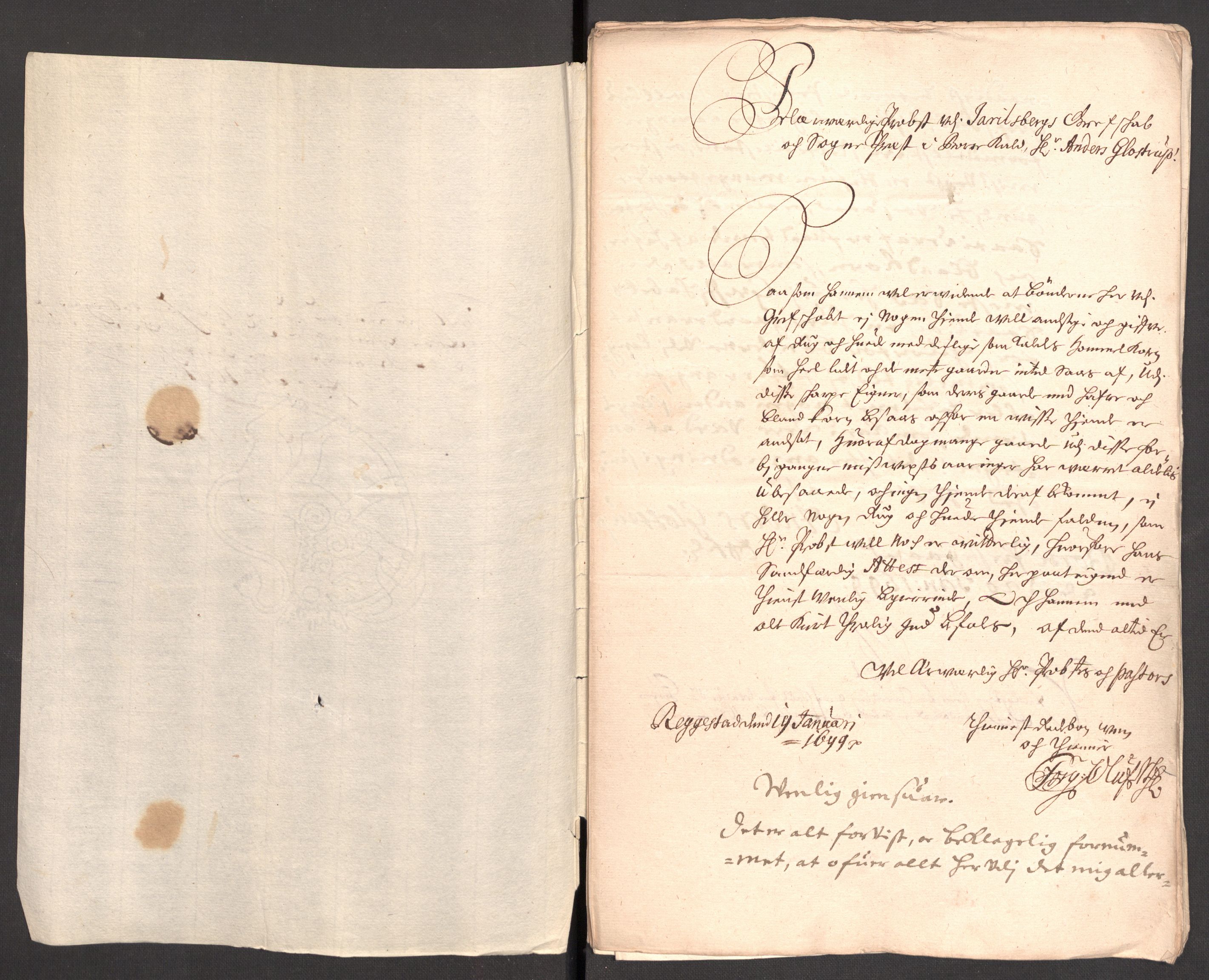 Rentekammeret inntil 1814, Reviderte regnskaper, Fogderegnskap, RA/EA-4092/R32/L1868: Fogderegnskap Jarlsberg grevskap, 1697-1699, s. 438
