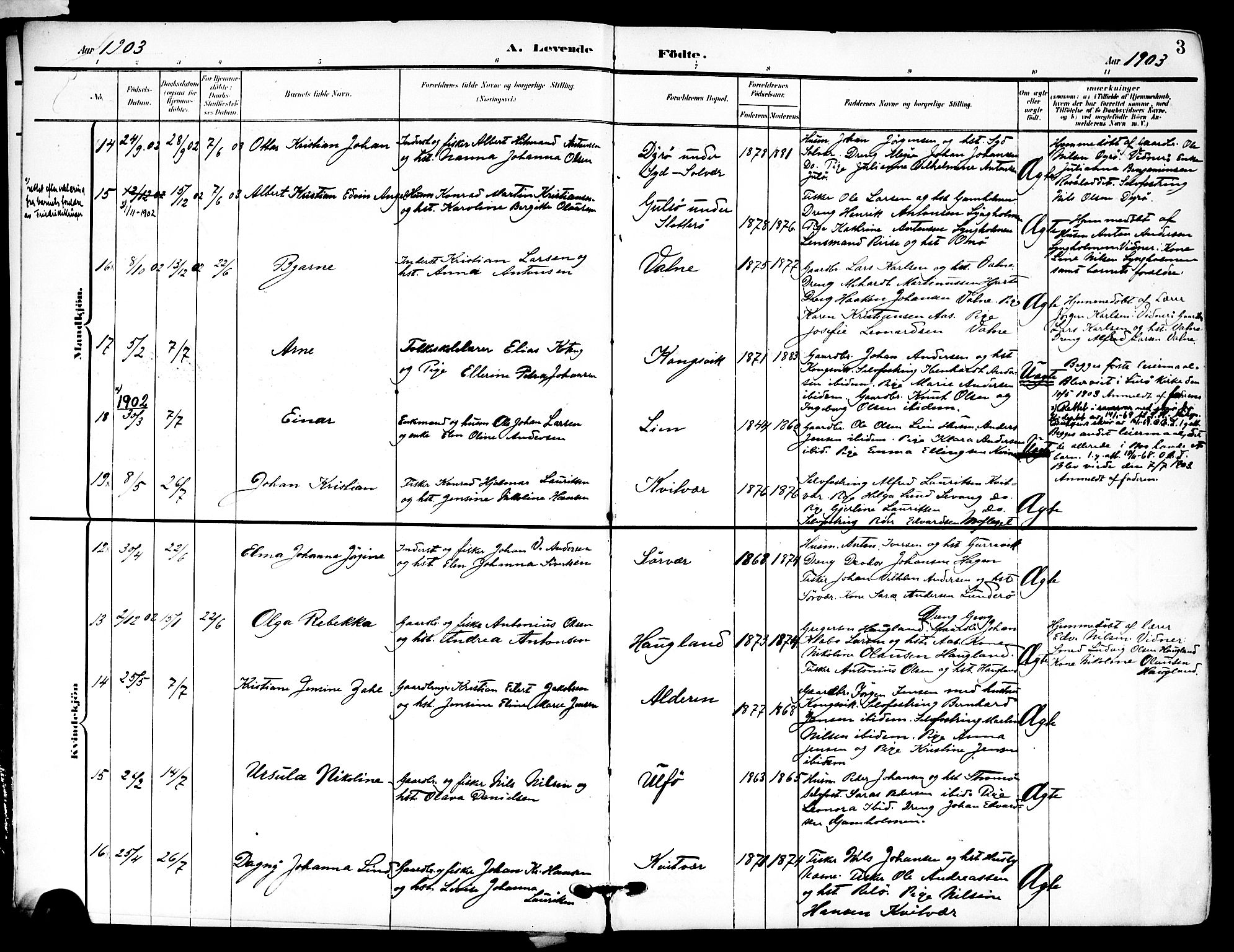 Ministerialprotokoller, klokkerbøker og fødselsregistre - Nordland, AV/SAT-A-1459/839/L0569: Ministerialbok nr. 839A06, 1903-1922, s. 3