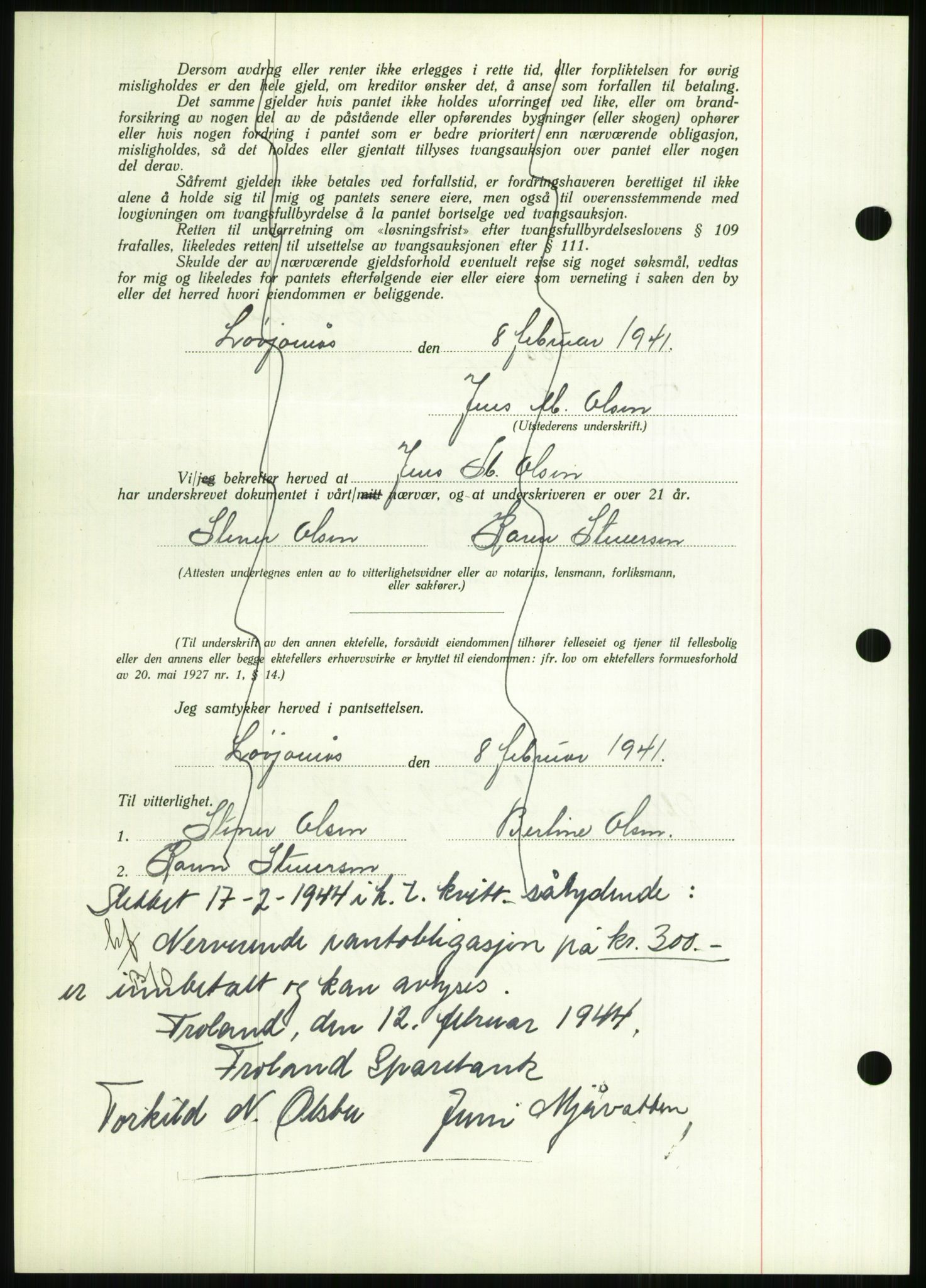 Nedenes sorenskriveri, AV/SAK-1221-0006/G/Gb/Gbb/L0001: Pantebok nr. I, 1939-1942, Dagboknr: 98/1941