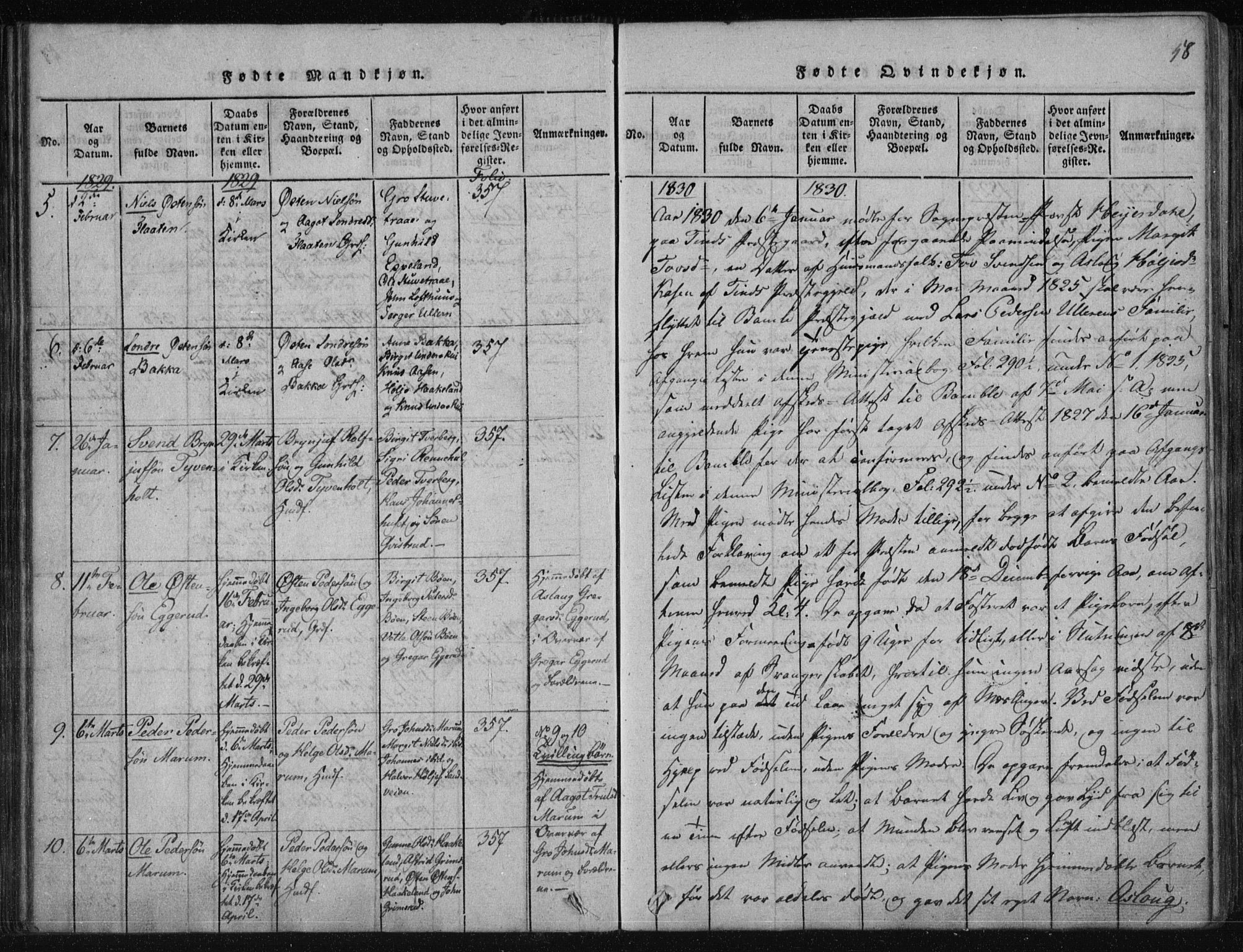 Tinn kirkebøker, AV/SAKO-A-308/F/Fa/L0004: Ministerialbok nr. I 4, 1815-1843, s. 57b-58a