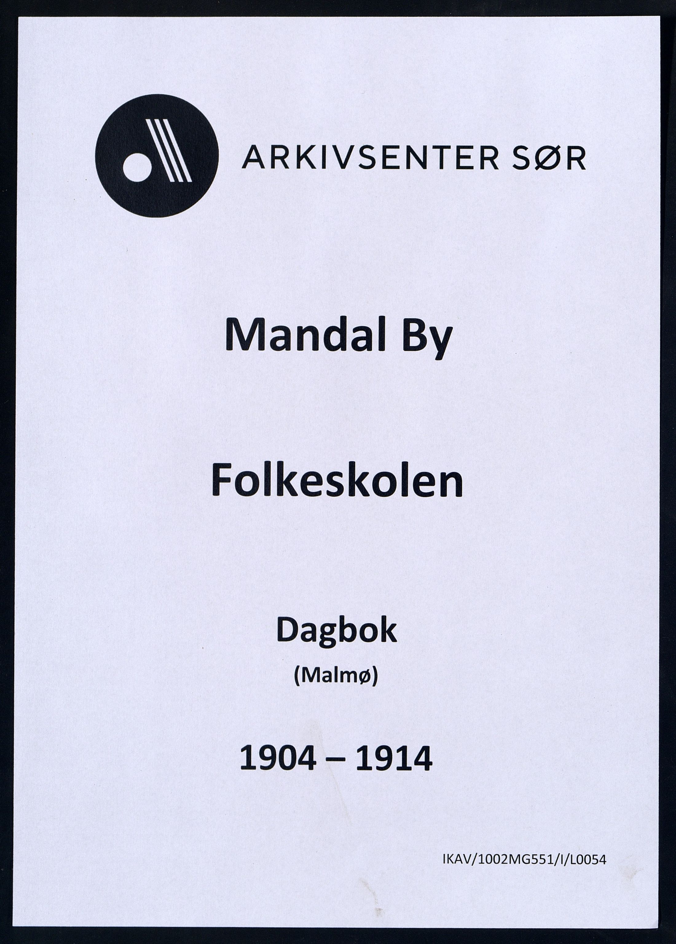 Mandal By - Mandal Allmueskole/Folkeskole/Skole, IKAV/1002MG551/I/L0054: Dagbok, 1904-1914