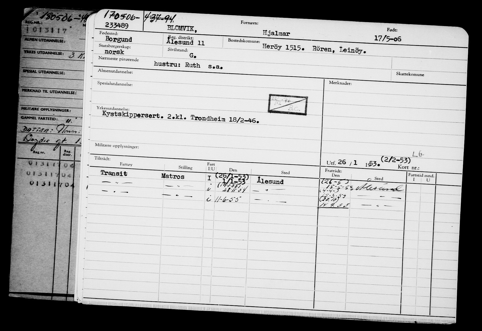 Direktoratet for sjømenn, RA/S-3545/G/Gb/L0065: Hovedkort, 1906, s. 208