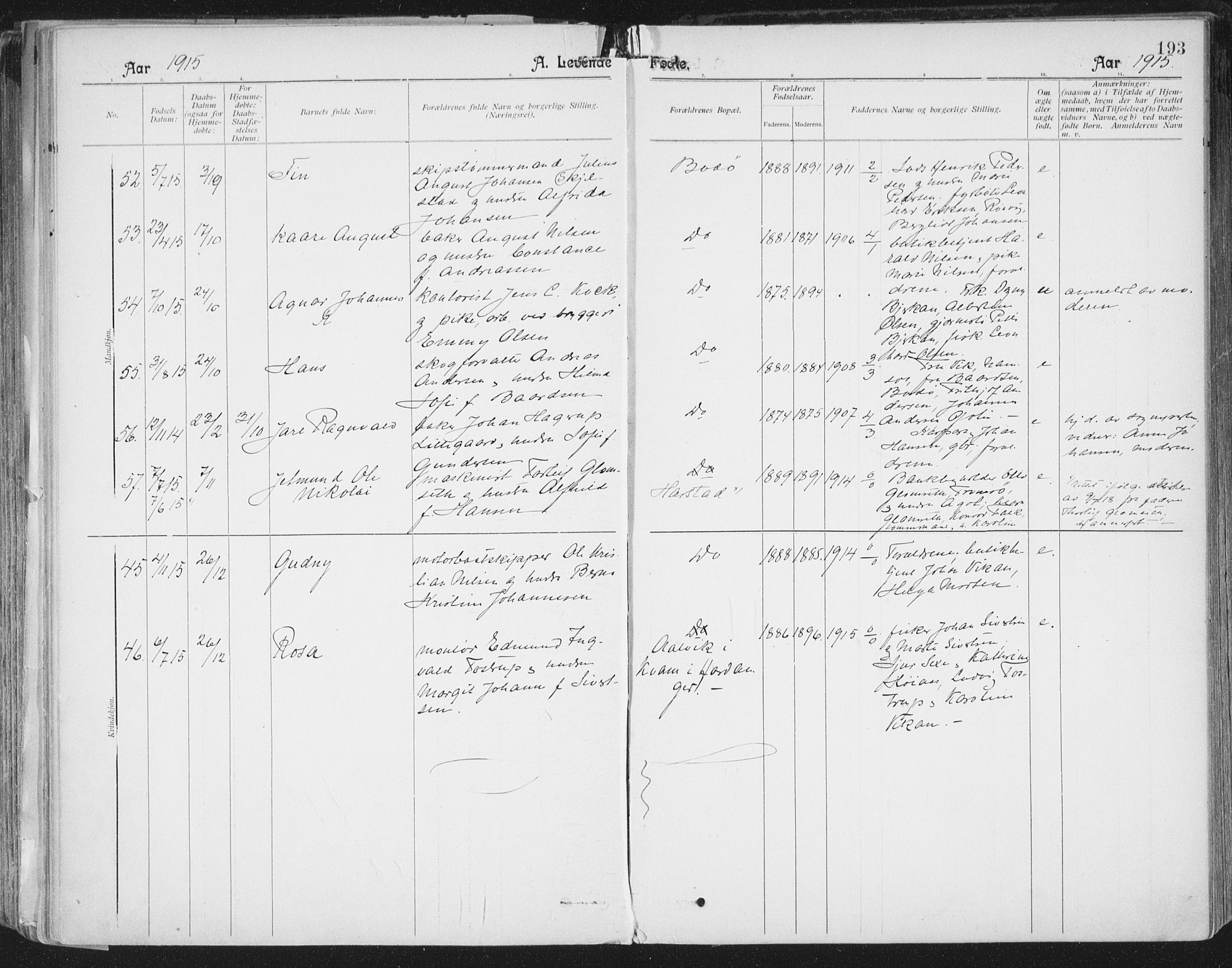 Ministerialprotokoller, klokkerbøker og fødselsregistre - Nordland, AV/SAT-A-1459/801/L0011: Ministerialbok nr. 801A11, 1900-1916, s. 193