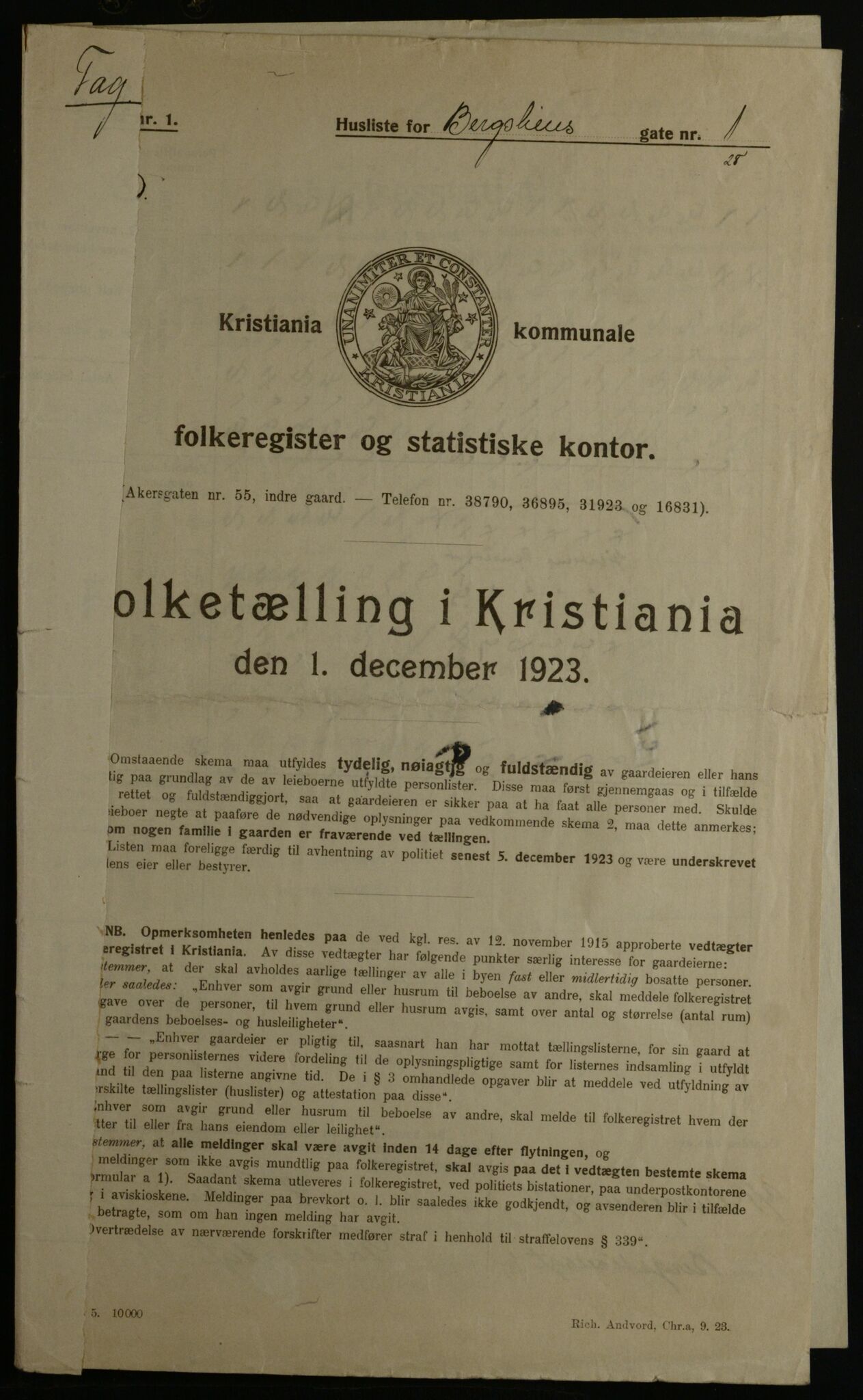 OBA, Kommunal folketelling 1.12.1923 for Kristiania, 1923, s. 4912