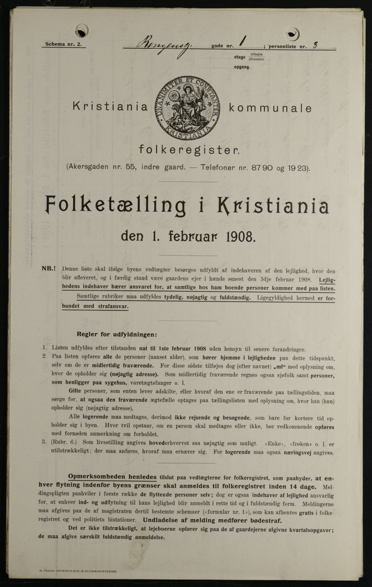 OBA, Kommunal folketelling 1.2.1908 for Kristiania kjøpstad, 1908, s. 46889