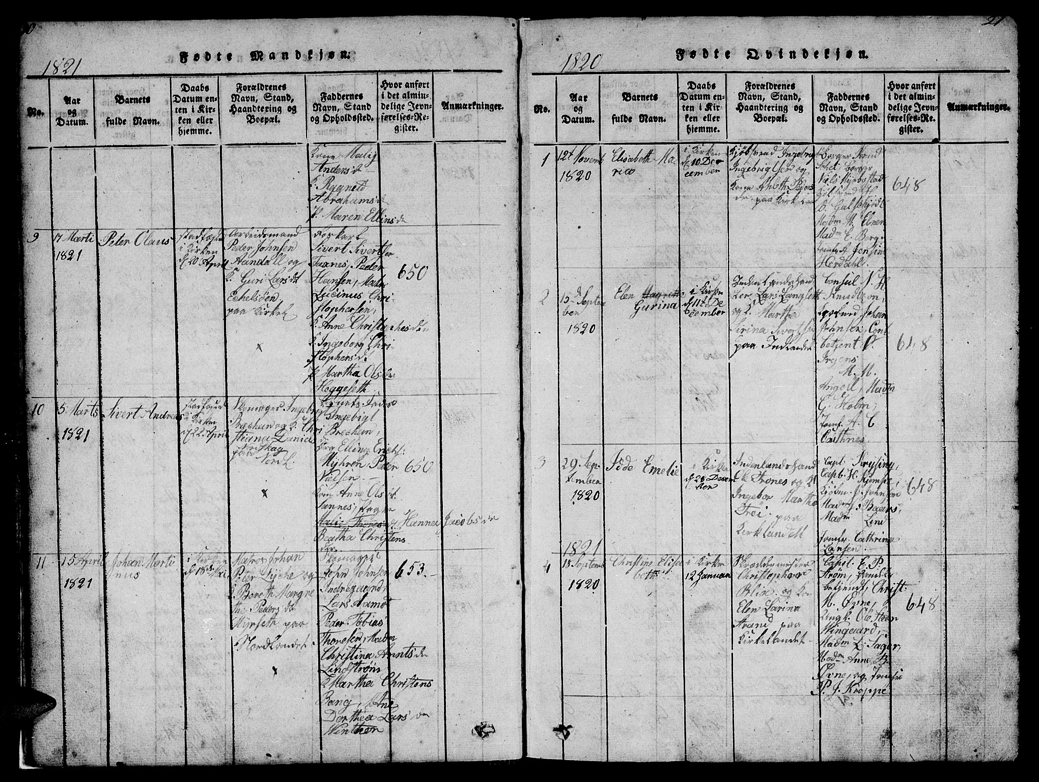 Ministerialprotokoller, klokkerbøker og fødselsregistre - Møre og Romsdal, SAT/A-1454/572/L0856: Klokkerbok nr. 572C01, 1819-1832, s. 20-21