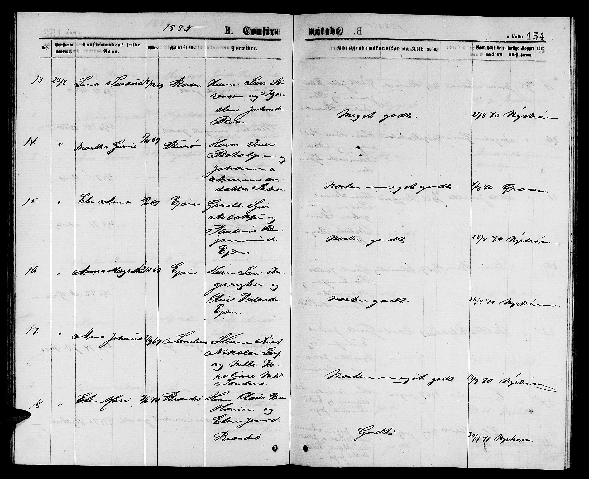 Ministerialprotokoller, klokkerbøker og fødselsregistre - Sør-Trøndelag, SAT/A-1456/657/L0715: Klokkerbok nr. 657C02, 1873-1888, s. 154