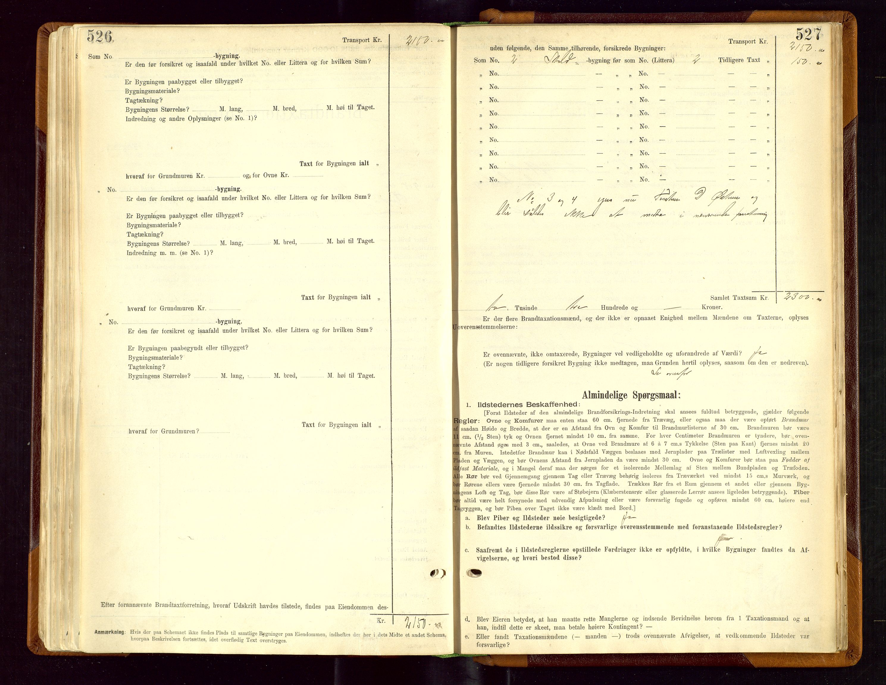 Sauda lensmannskontor, SAST/A-100177/Gob/L0001: Branntakstprotokoll - skjematakst, 1894-1914, s. 526-527