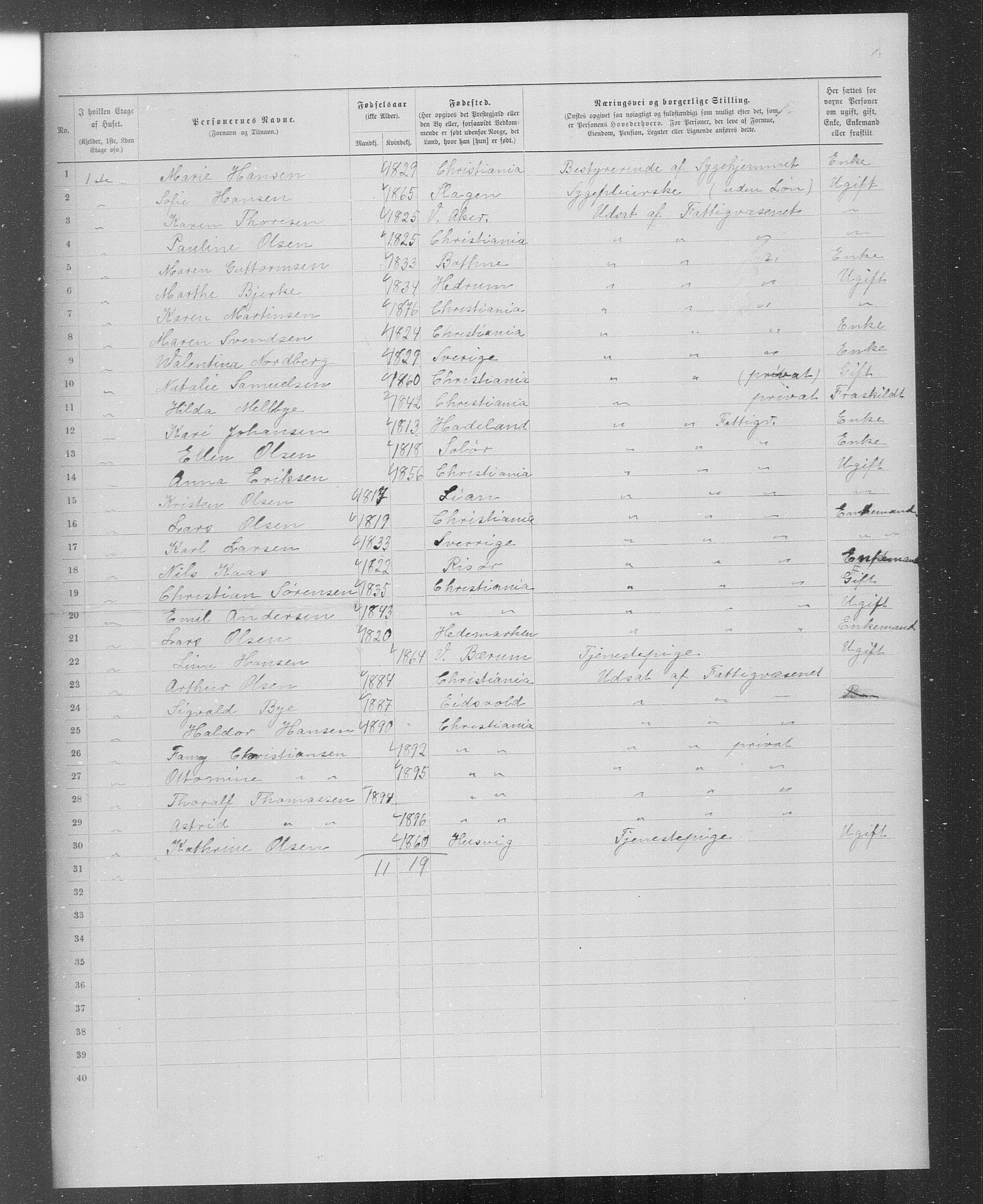 OBA, Kommunal folketelling 31.12.1899 for Kristiania kjøpstad, 1899, s. 3245