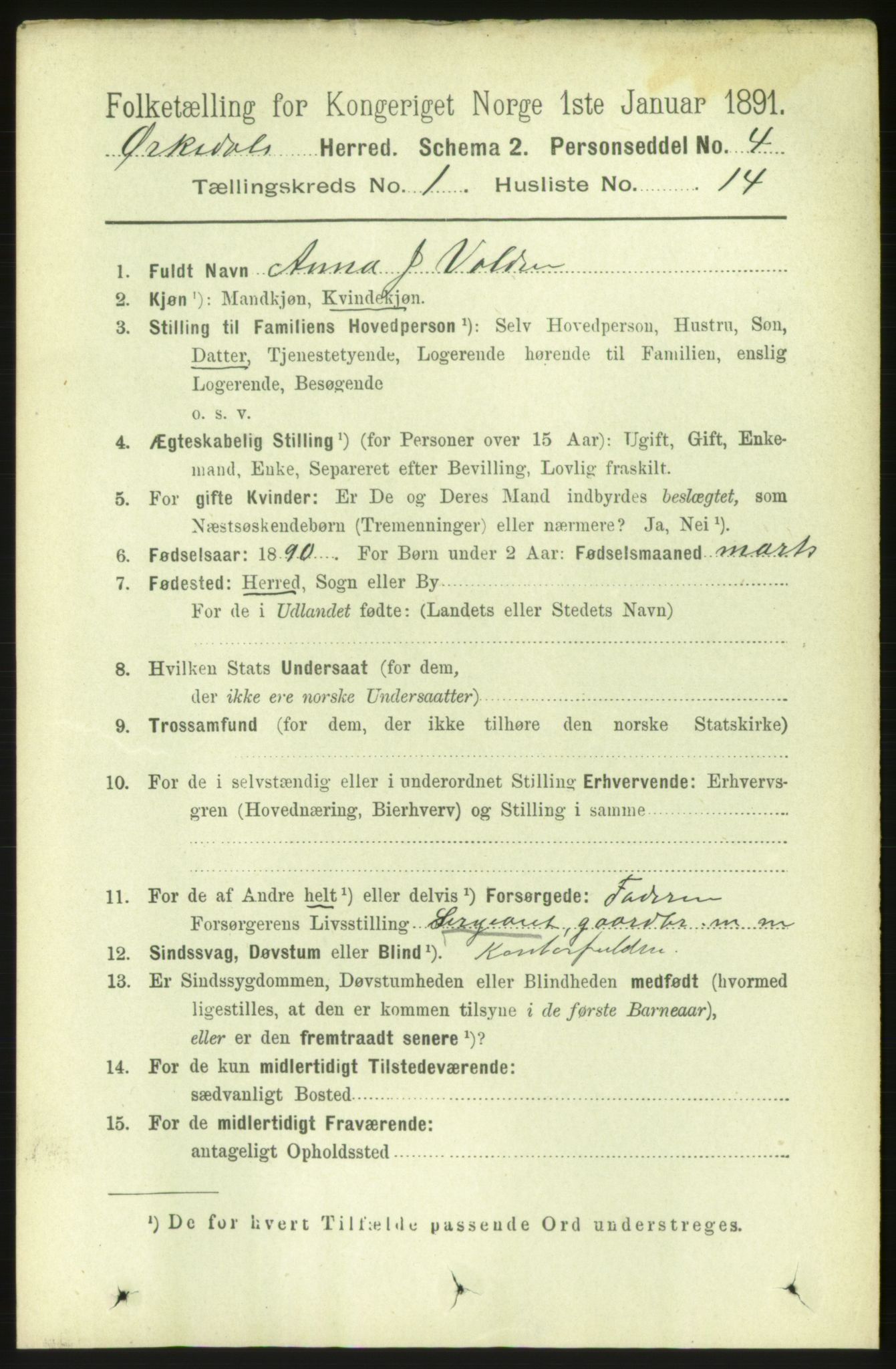RA, Folketelling 1891 for 1638 Orkdal herred, 1891, s. 225