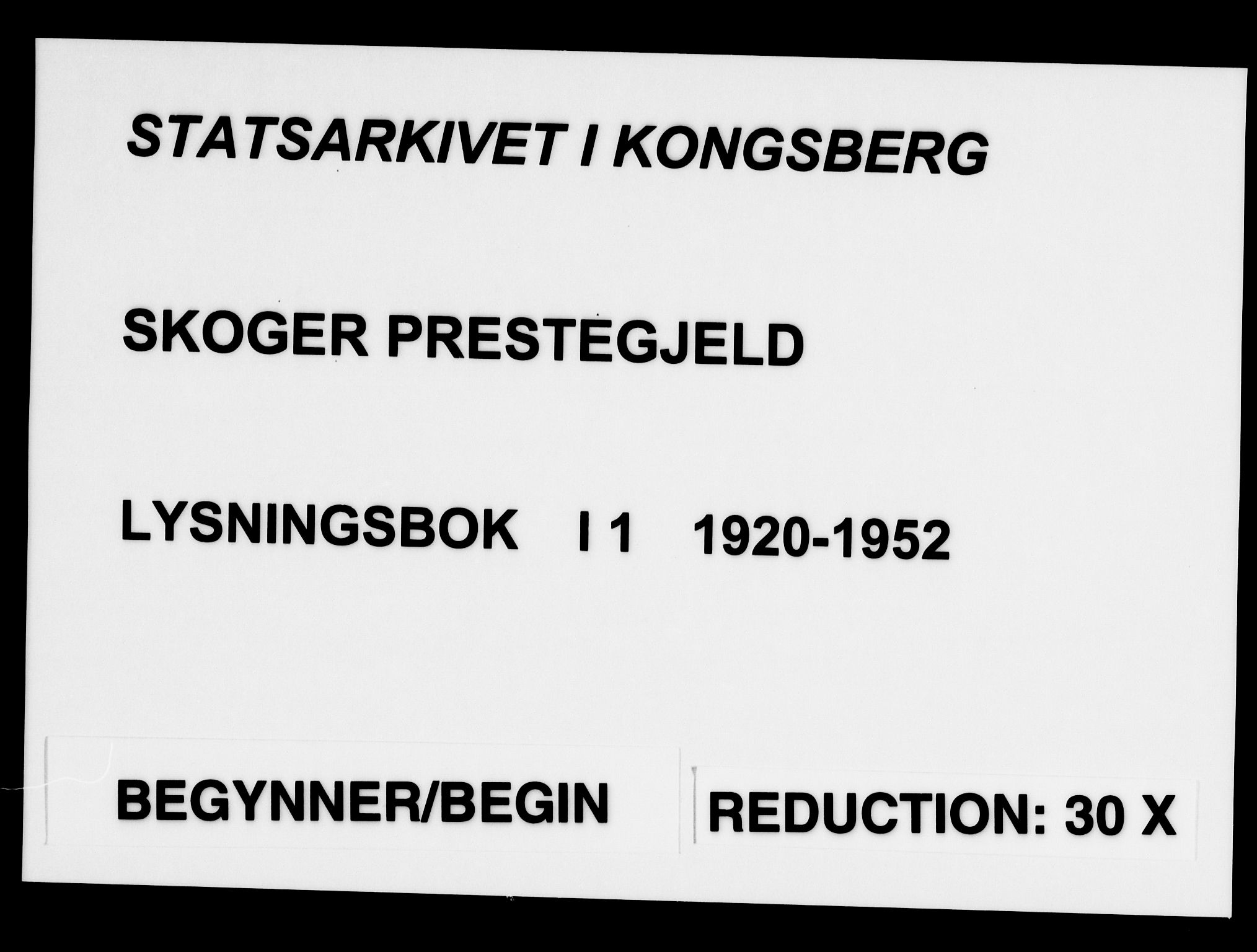 Skoger kirkebøker, AV/SAKO-A-59/H/Ha/L0001: Lysningsprotokoll nr. I 1, 1920-1952