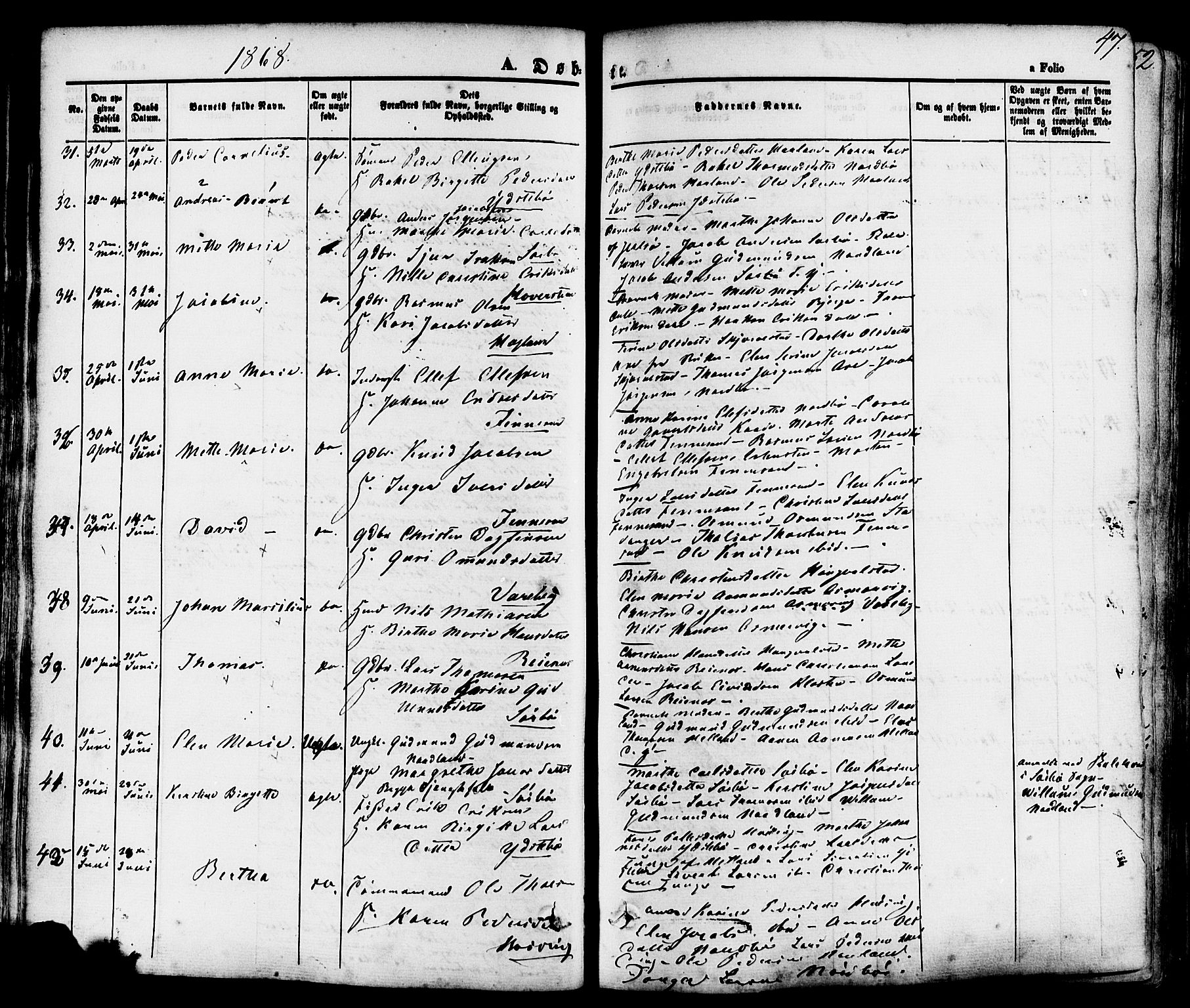 Rennesøy sokneprestkontor, AV/SAST-A -101827/H/Ha/Haa/L0006: Ministerialbok nr. A 6, 1860-1878, s. 47