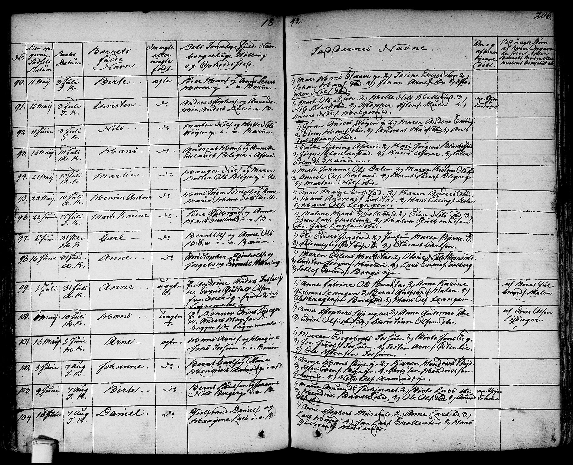 Asker prestekontor Kirkebøker, SAO/A-10256a/F/Fa/L0007: Ministerialbok nr. I 7, 1825-1864, s. 206
