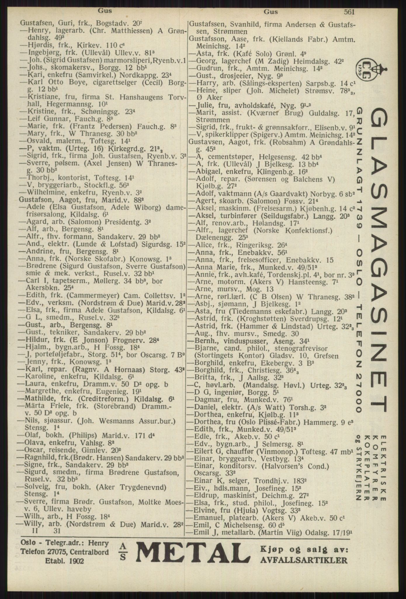 Kristiania/Oslo adressebok, PUBL/-, 1939, s. 561