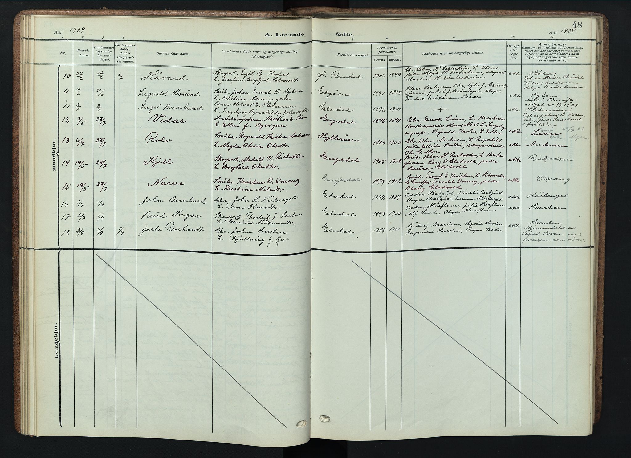 Engerdal prestekontor, AV/SAH-PREST-048/H/Ha/Hab/L0001: Klokkerbok nr. 1, 1911-1947, s. 48