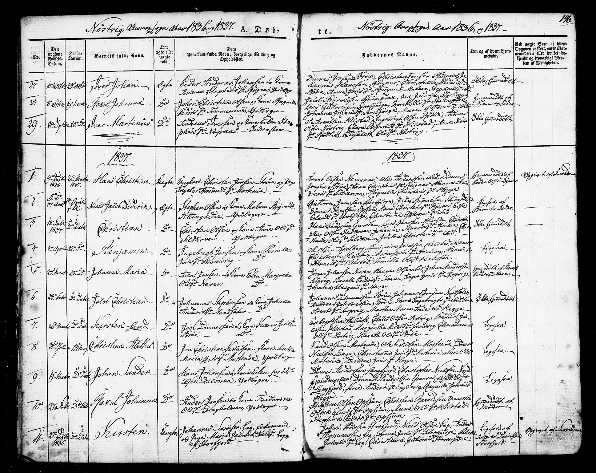 Ministerialprotokoller, klokkerbøker og fødselsregistre - Nordland, AV/SAT-A-1459/814/L0224: Ministerialbok nr. 814A05, 1834-1874, s. 146