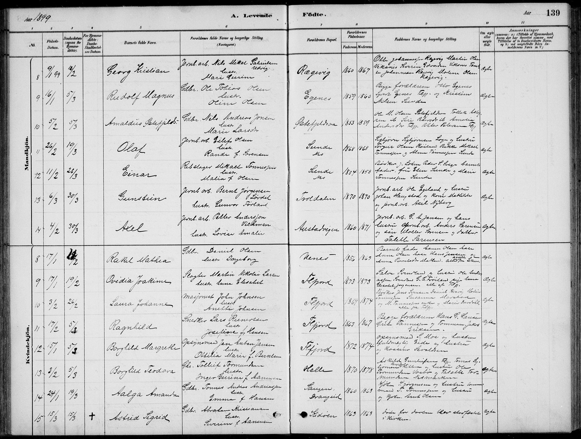 Flekkefjord sokneprestkontor, AV/SAK-1111-0012/F/Fb/Fbc/L0007: Klokkerbok nr. B 7, 1880-1902, s. 139