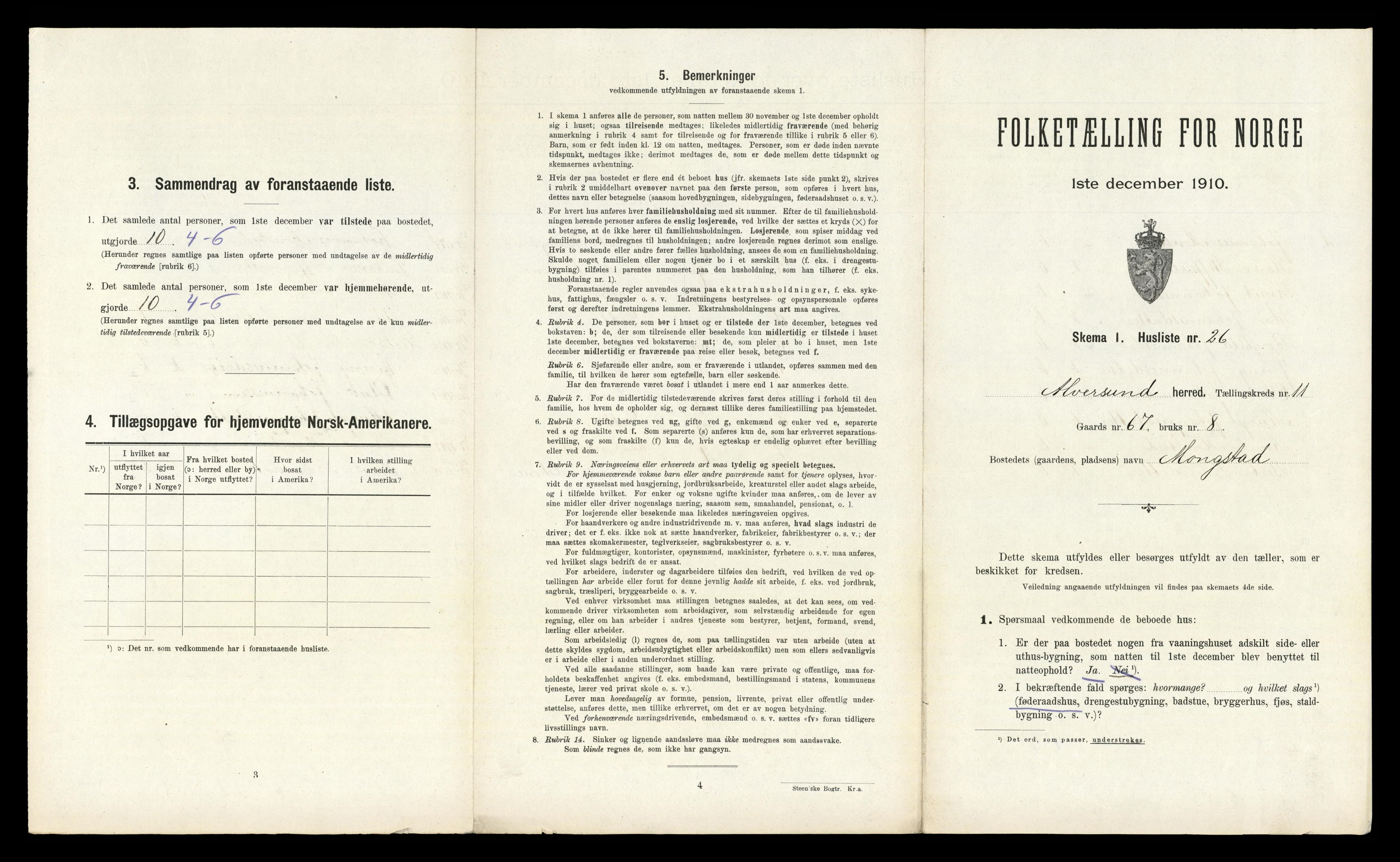 RA, Folketelling 1910 for 1257 Alversund herred, 1910, s. 876