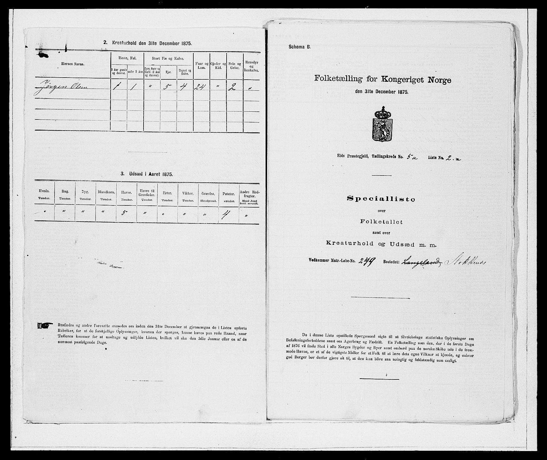 SAB, Folketelling 1875 for 1443P Eid prestegjeld, 1875, s. 442