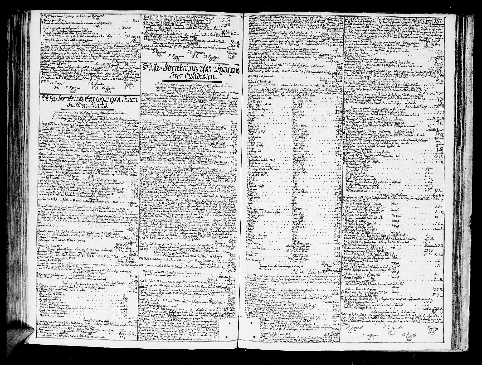 Trondheim byfogd, AV/SAT-A-0003/1/3/3A/L0019: Skifteprotokoll - gml.nr.16. (m/ register), 1756-1758, s. 186b-187a