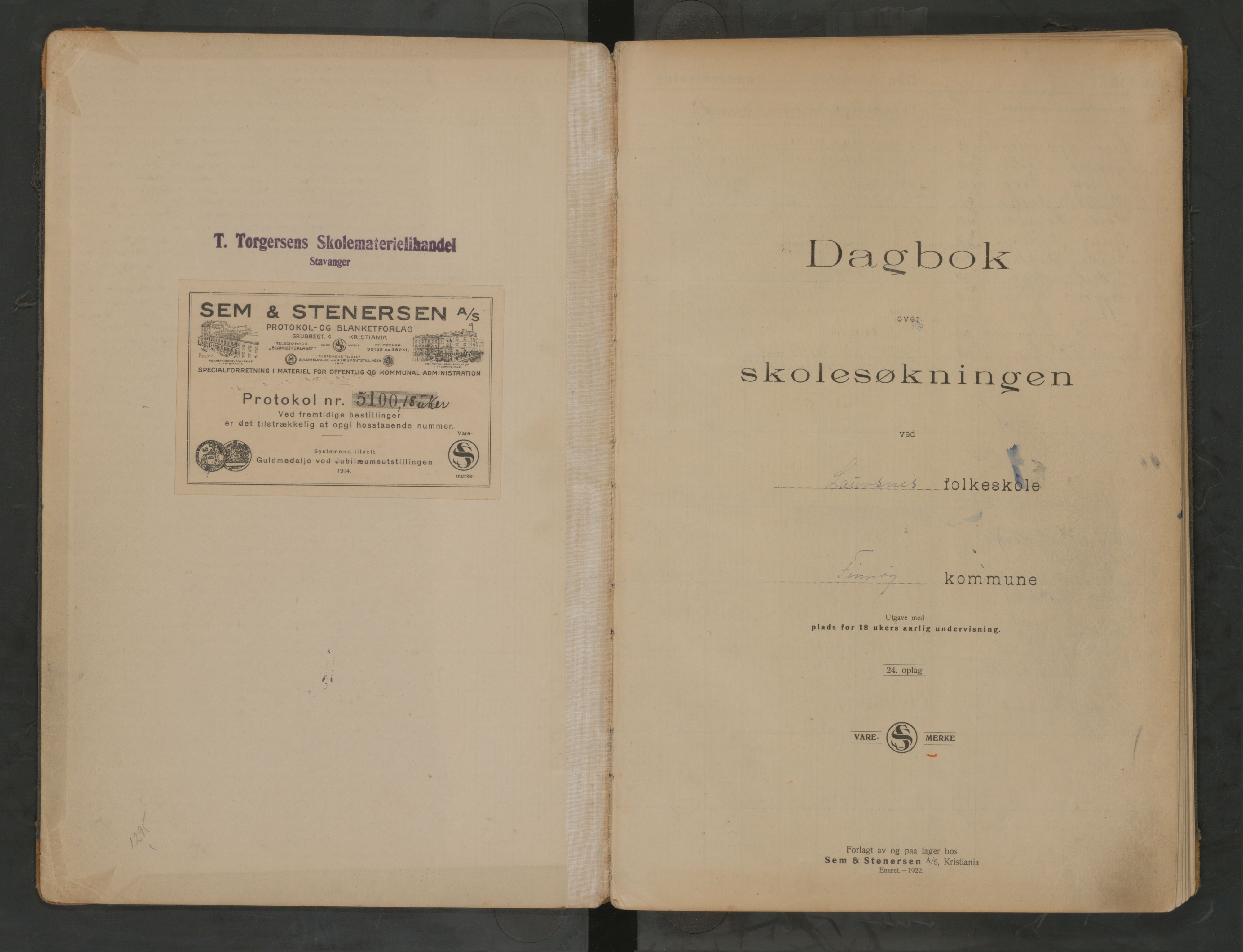 A-0856, Finnøy kommune. Lauvsnes skole, BYST/A-0856/G/Ga/L0001: Dagbok, 1923-1961