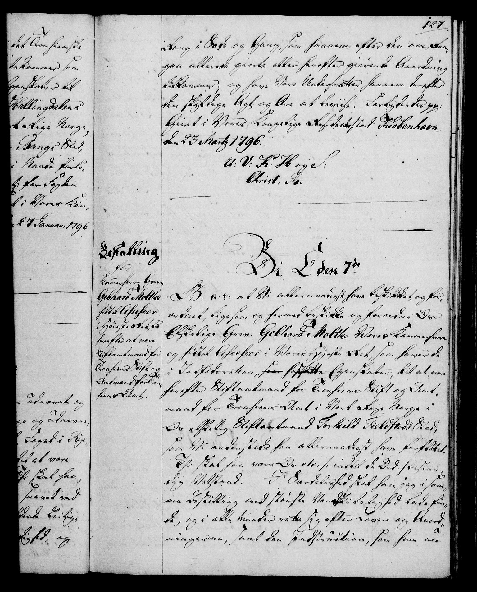 Rentekammeret, Kammerkanselliet, RA/EA-3111/G/Gg/Gge/L0006: Norsk bestallingsprotokoll med register (merket RK 53.30), 1773-1814, s. 127