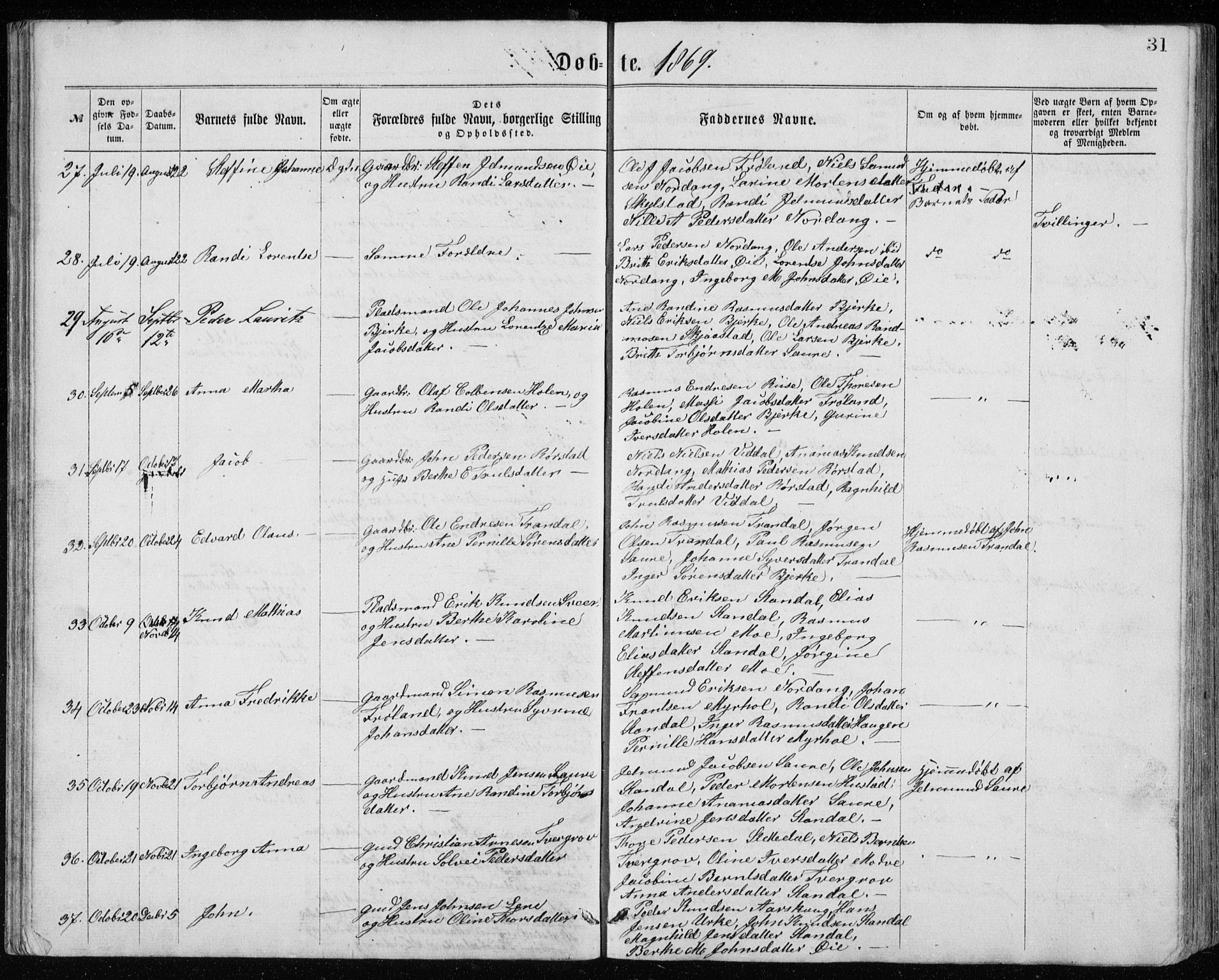 Ministerialprotokoller, klokkerbøker og fødselsregistre - Møre og Romsdal, AV/SAT-A-1454/515/L0214: Klokkerbok nr. 515C01, 1865-1883, s. 31