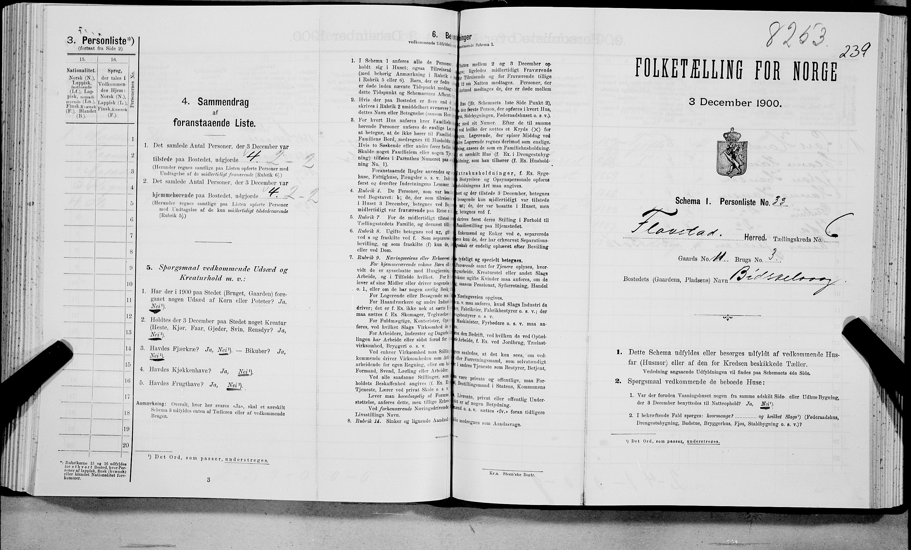SAT, Folketelling 1900 for 1859 Flakstad herred, 1900, s. 729