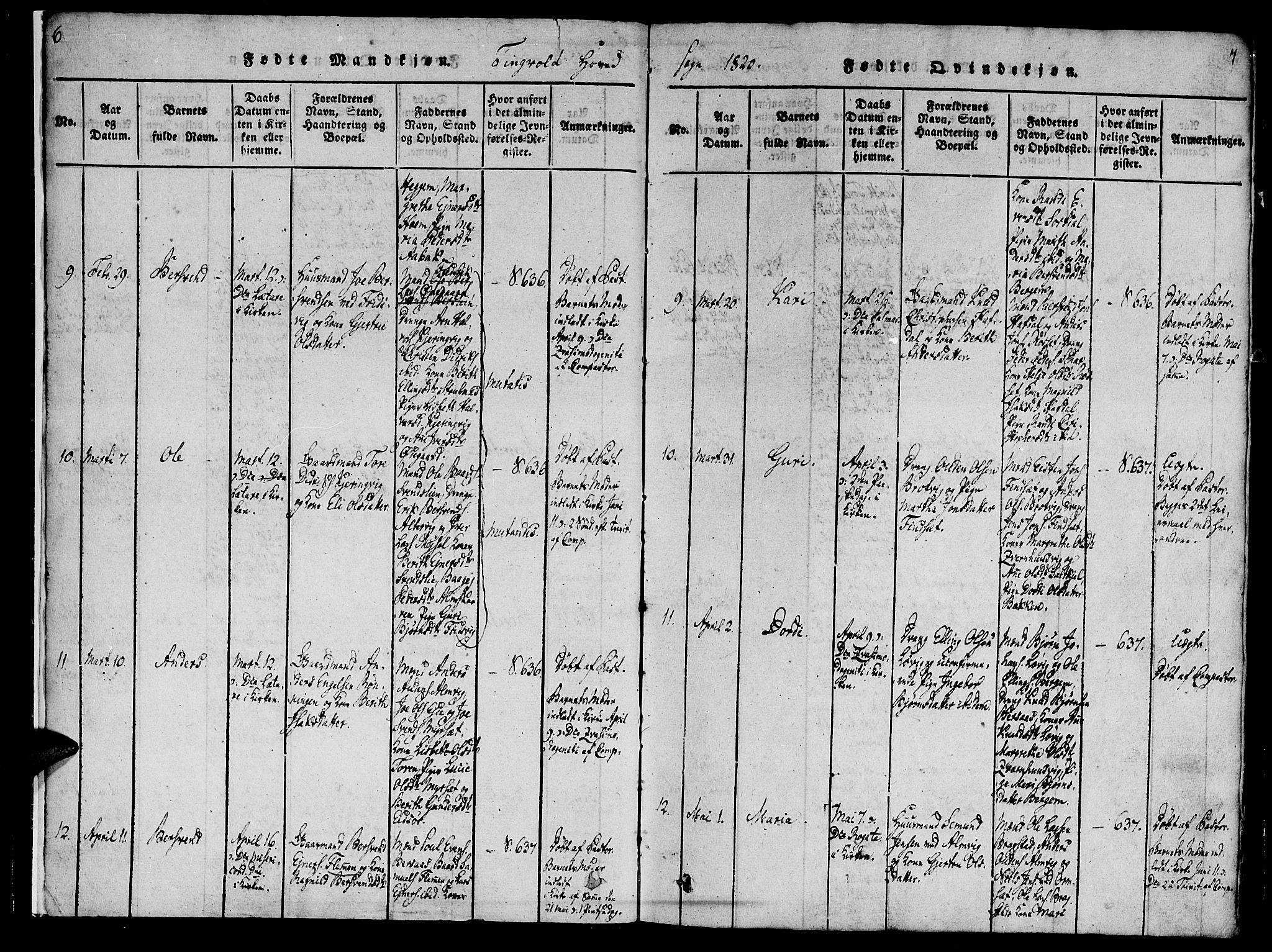 Ministerialprotokoller, klokkerbøker og fødselsregistre - Møre og Romsdal, AV/SAT-A-1454/586/L0982: Ministerialbok nr. 586A08, 1819-1829, s. 6-7