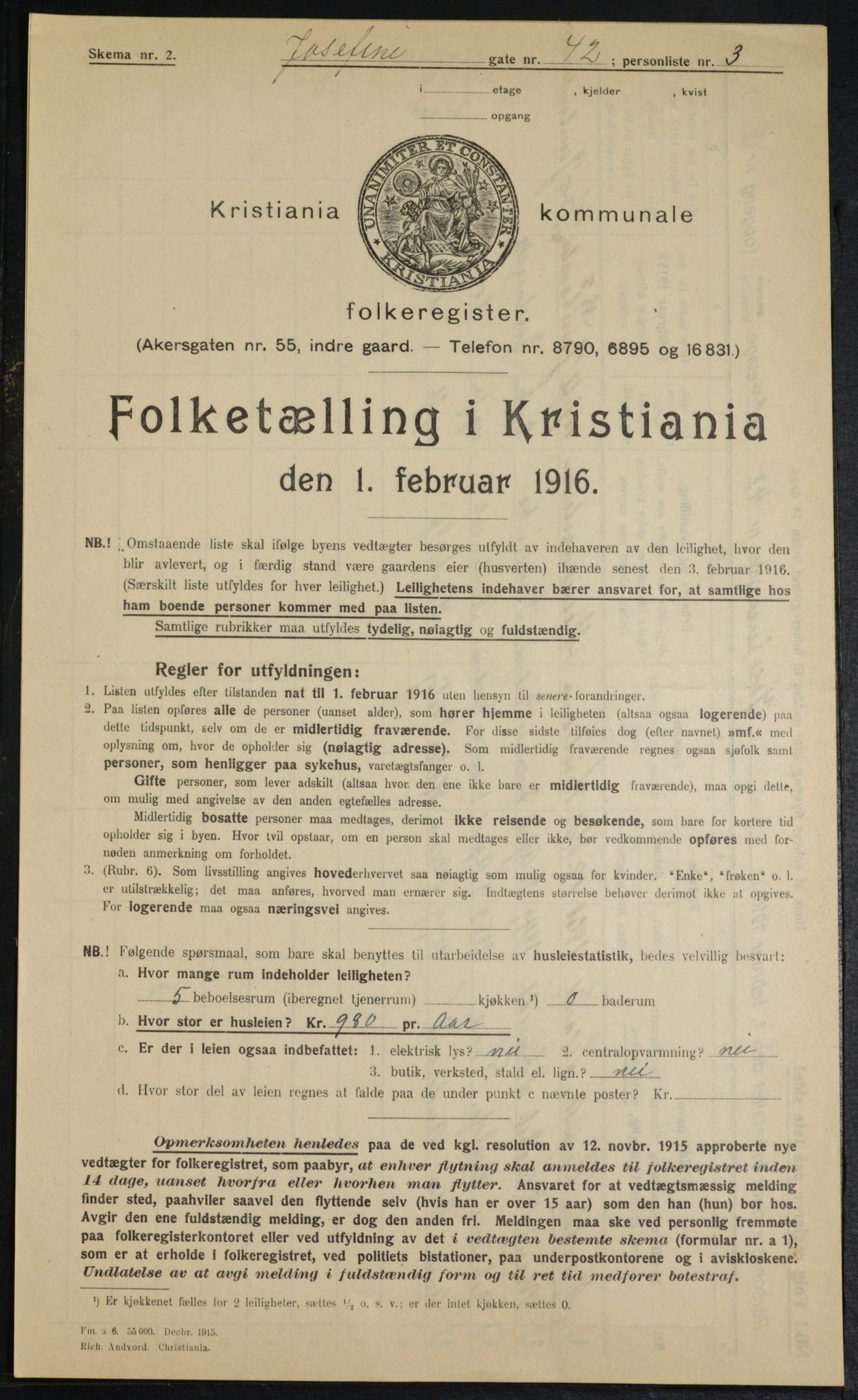 OBA, Kommunal folketelling 1.2.1916 for Kristiania, 1916, s. 48703