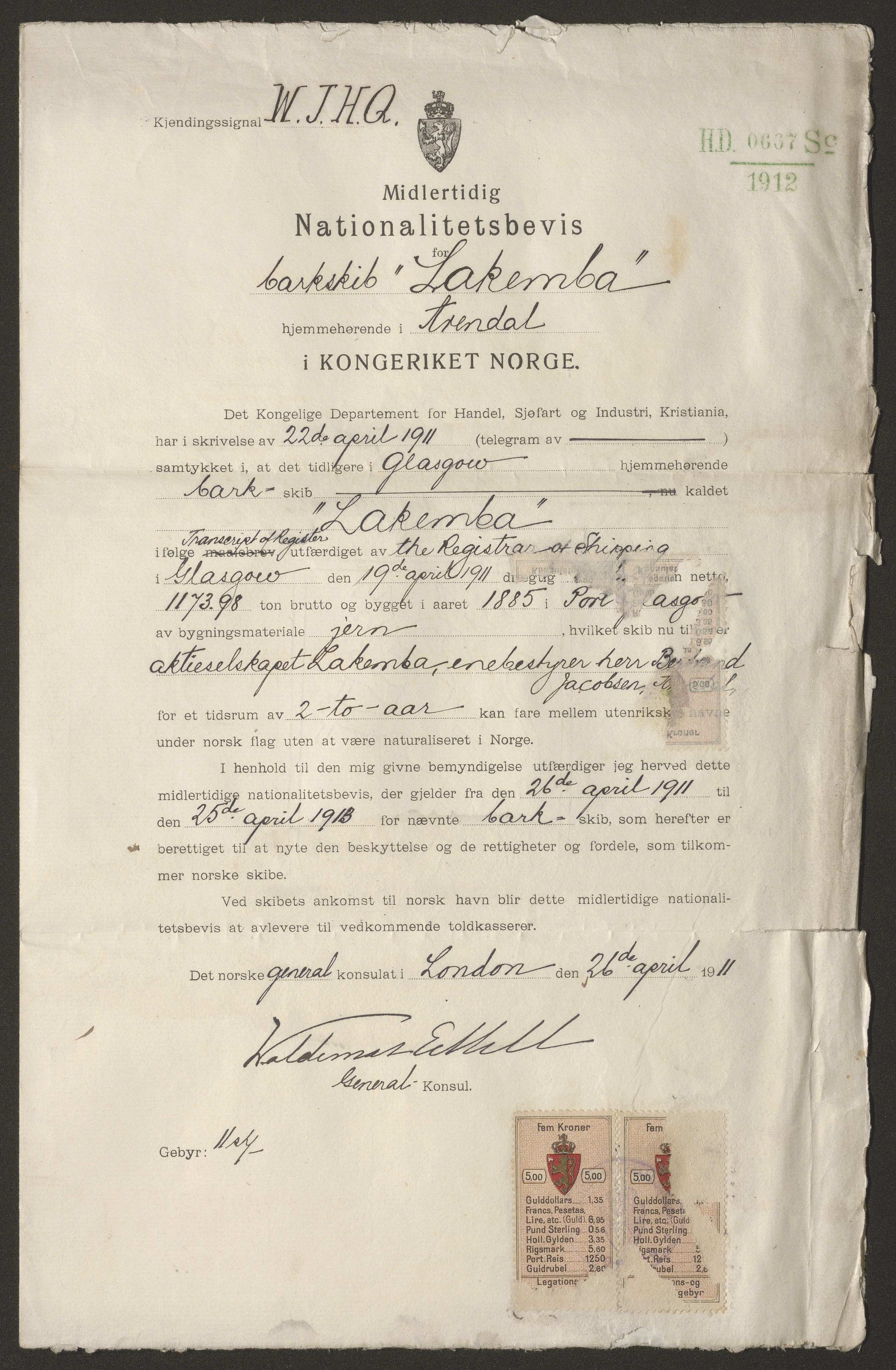 Sjøfartsdirektoratet med forløpere, skipsmapper slettede skip, AV/RA-S-4998/F/Fa/L0638: --, 1866-1933, s. 14