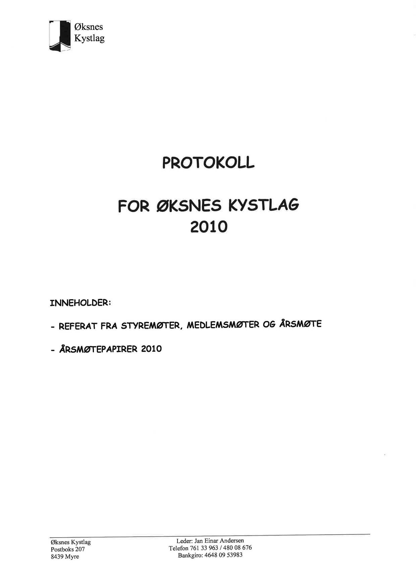 Øksnes kystlag, AIN/A-22/144/A/Aa/L0006: Møtebok, 2010