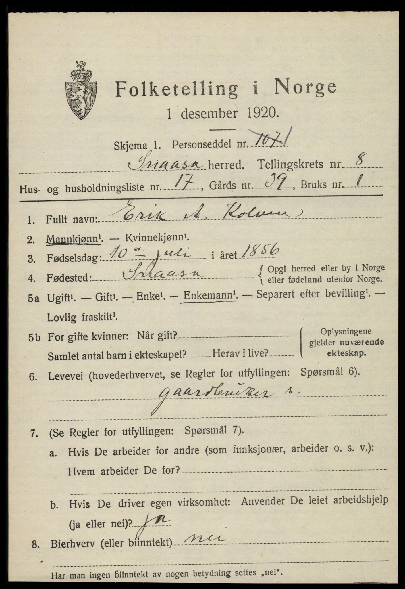 SAT, Folketelling 1920 for 1736 Snåsa herred, 1920, s. 3380