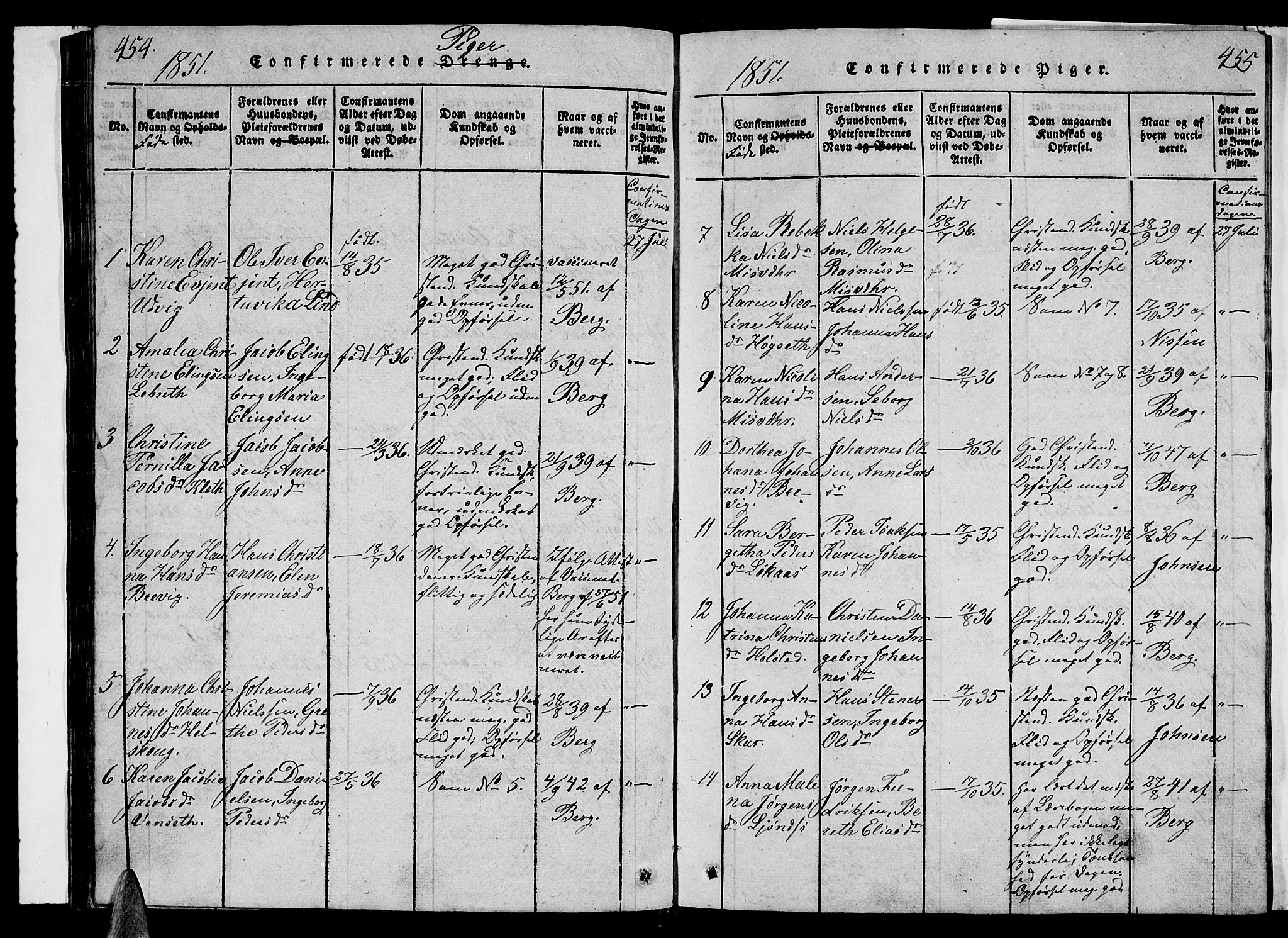 Ministerialprotokoller, klokkerbøker og fødselsregistre - Nordland, SAT/A-1459/852/L0752: Klokkerbok nr. 852C03, 1840-1855, s. 454-455