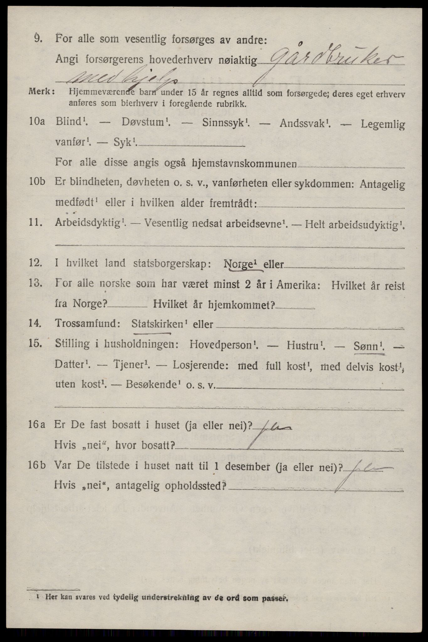 SAST, Folketelling 1920 for 1146 Tysvær herred, 1920, s. 2167
