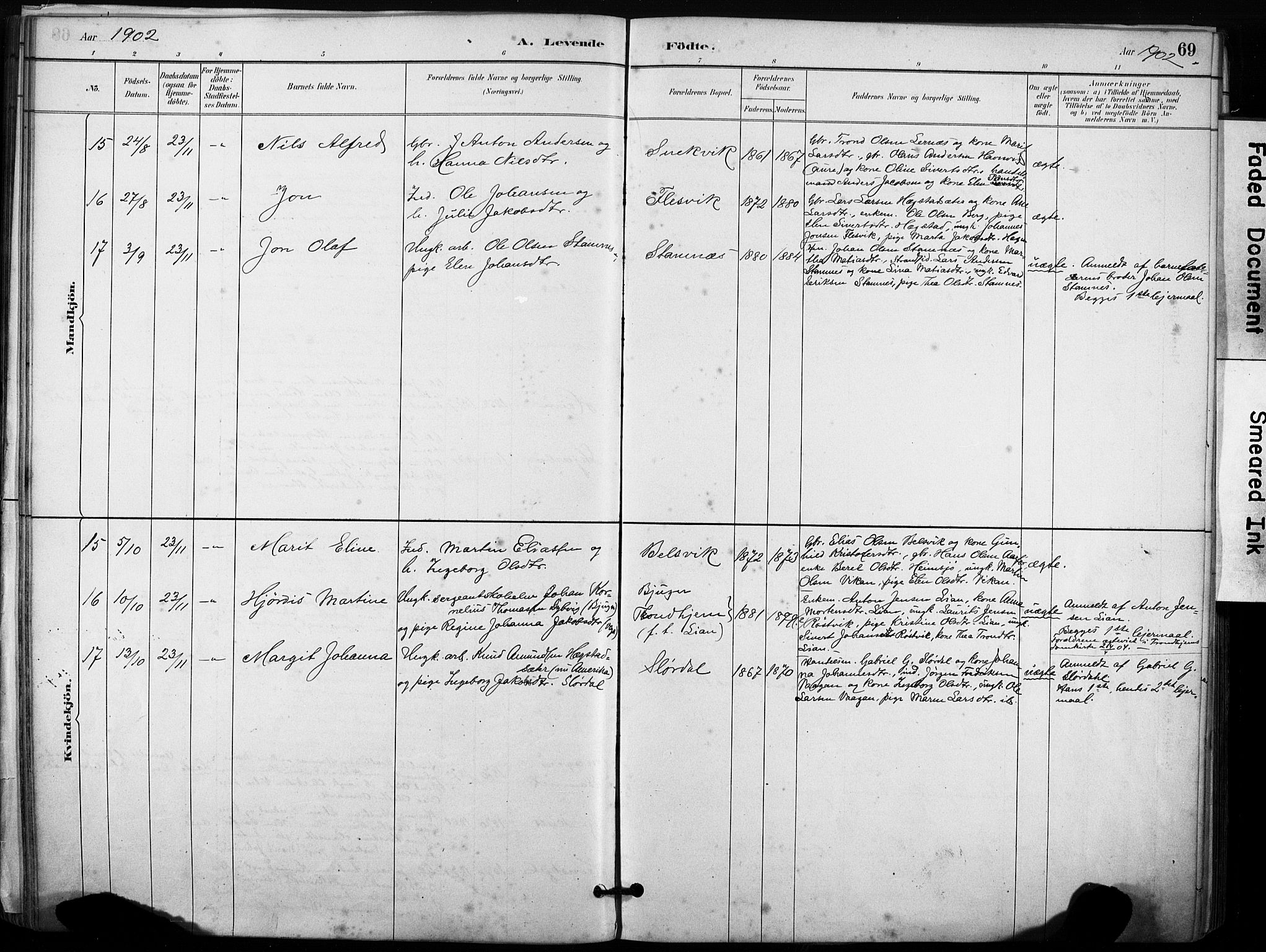 Ministerialprotokoller, klokkerbøker og fødselsregistre - Sør-Trøndelag, SAT/A-1456/633/L0518: Ministerialbok nr. 633A01, 1884-1906, s. 69