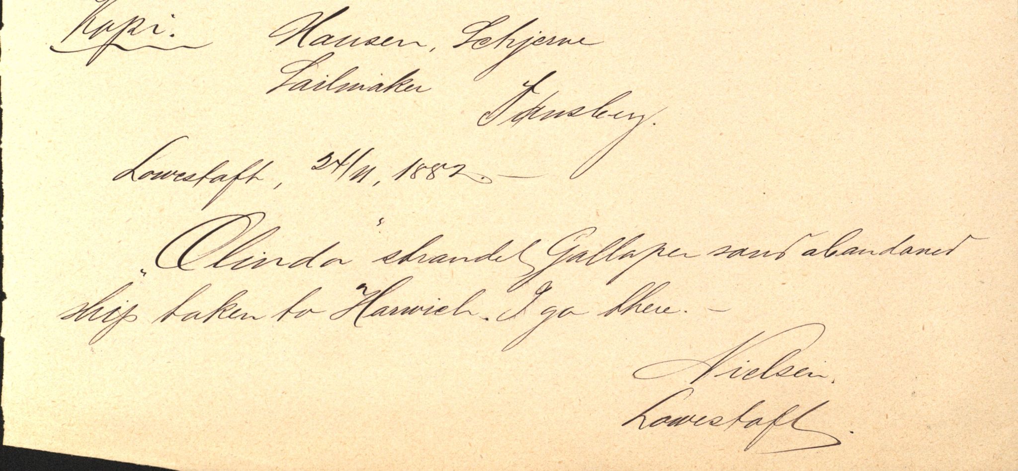 Pa 63 - Østlandske skibsassuranceforening, VEMU/A-1079/G/Ga/L0014/0009: Havaridokumenter / Peter, Olinda, Prinds Chr. August, Poseidon, 1882, s. 42