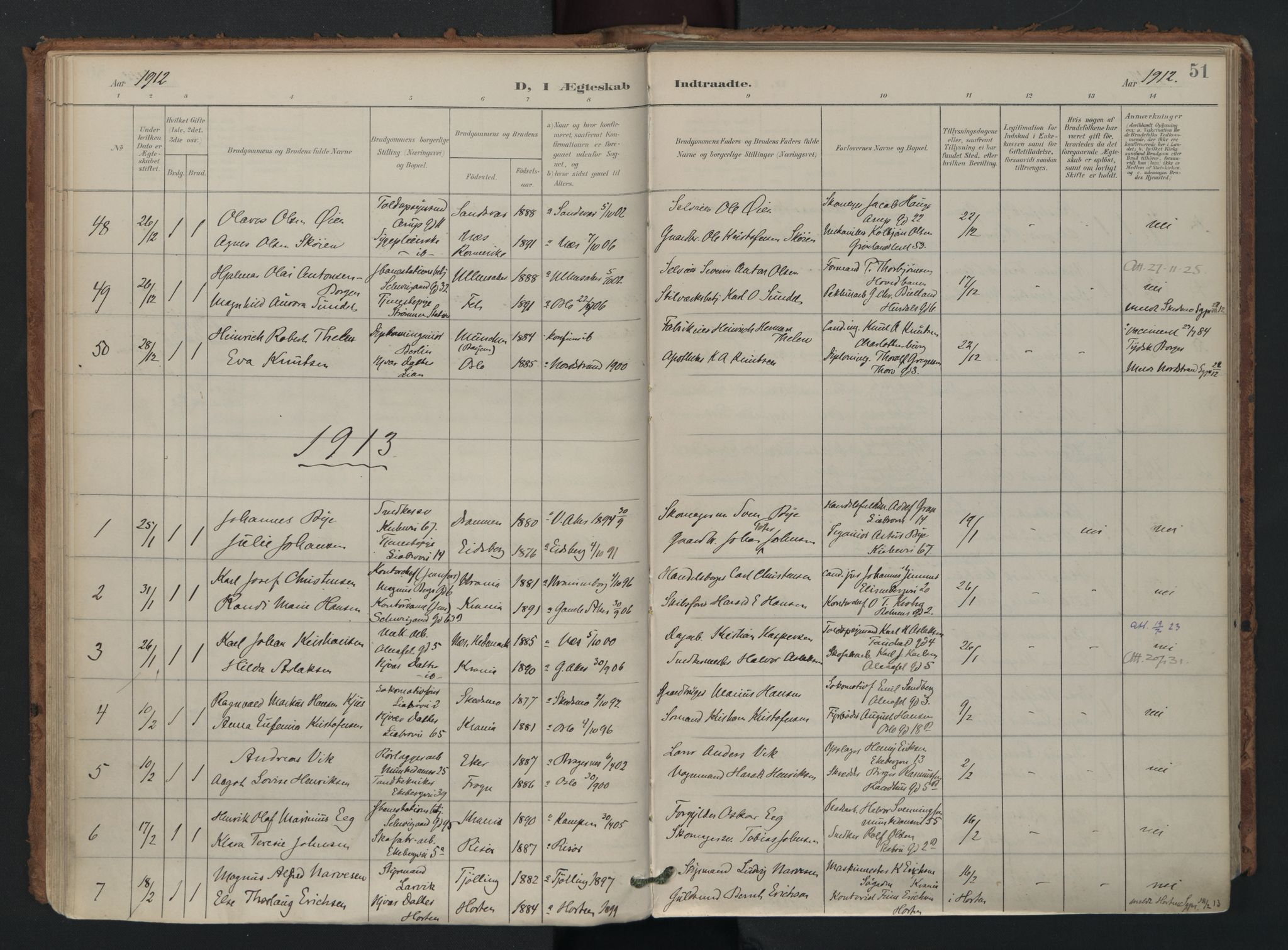 Gamlebyen prestekontor Kirkebøker, AV/SAO-A-10884/F/Fa/L0011: Ministerialbok nr. 11, 1901-1939, s. 51