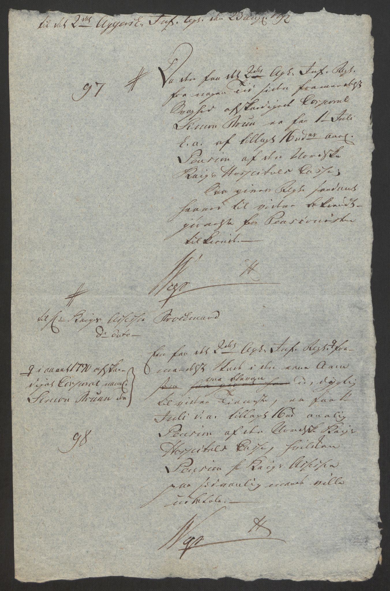 Forsvaret, Den norske kvesthuskasse/krigshospitalkasse, AV/RA-RAFA-1887/F/Fa/L0008: Konsepter, 1790-1793, s. 909