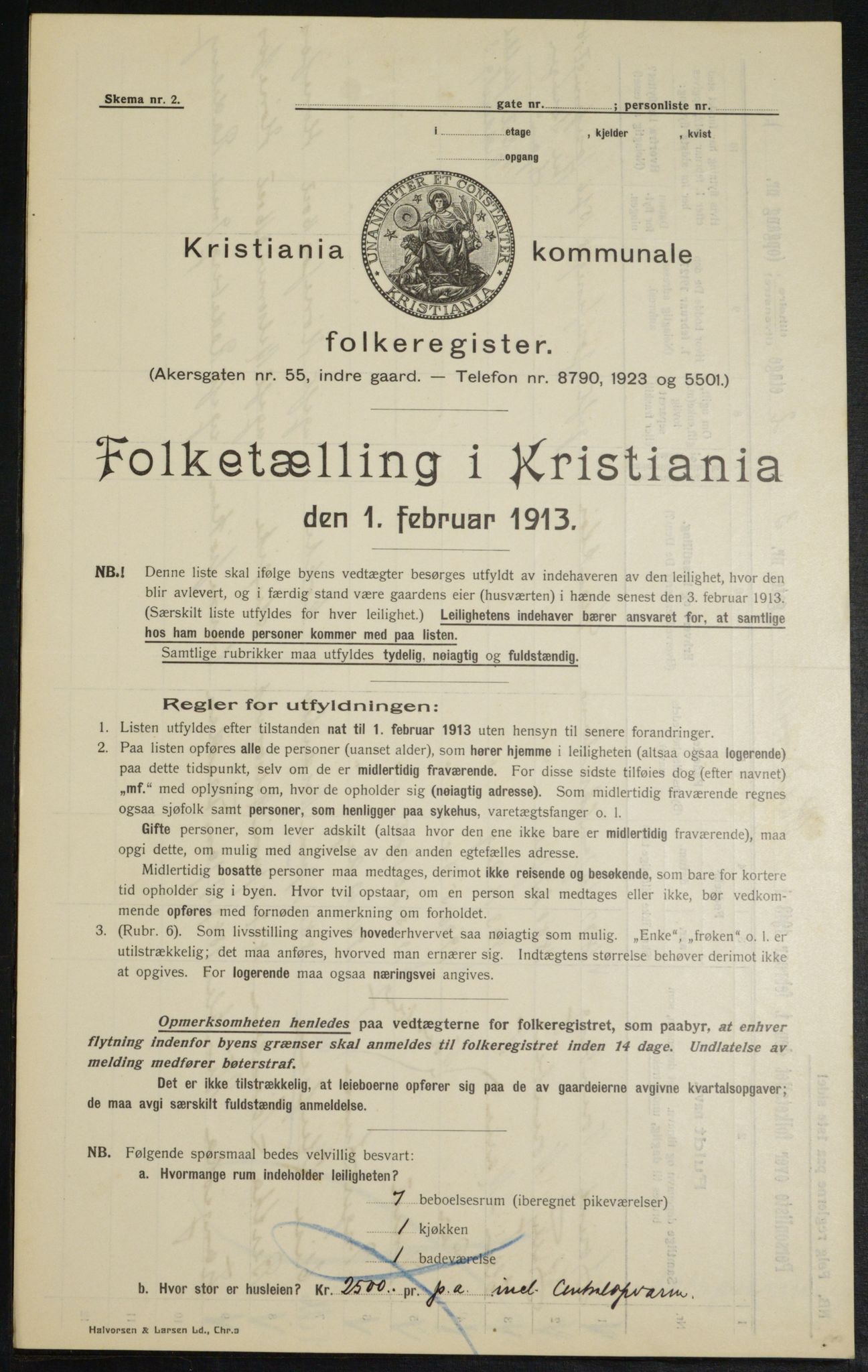 OBA, Kommunal folketelling 1.2.1913 for Kristiania, 1913, s. 83055