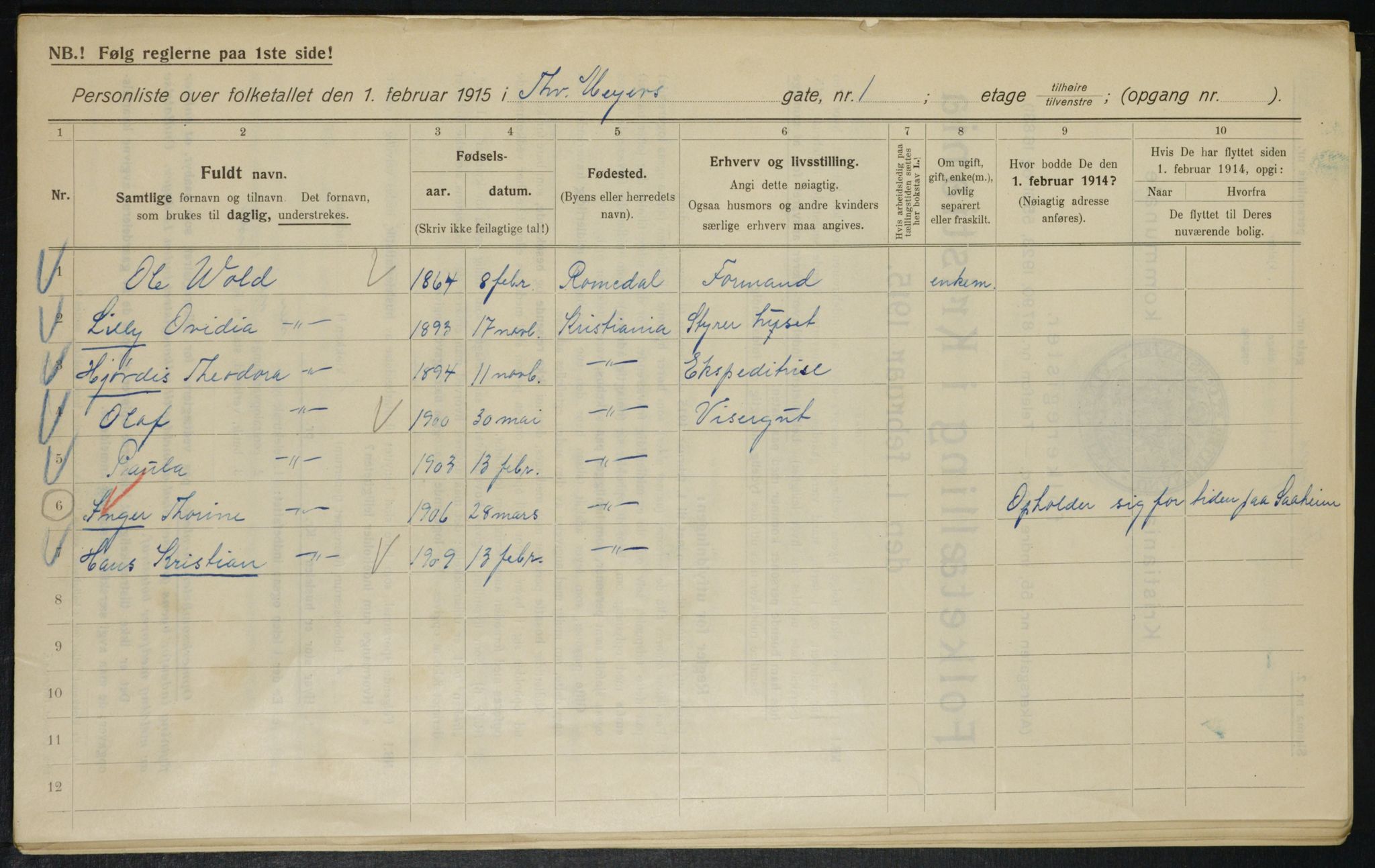 OBA, Kommunal folketelling 1.2.1915 for Kristiania, 1915, s. 109789