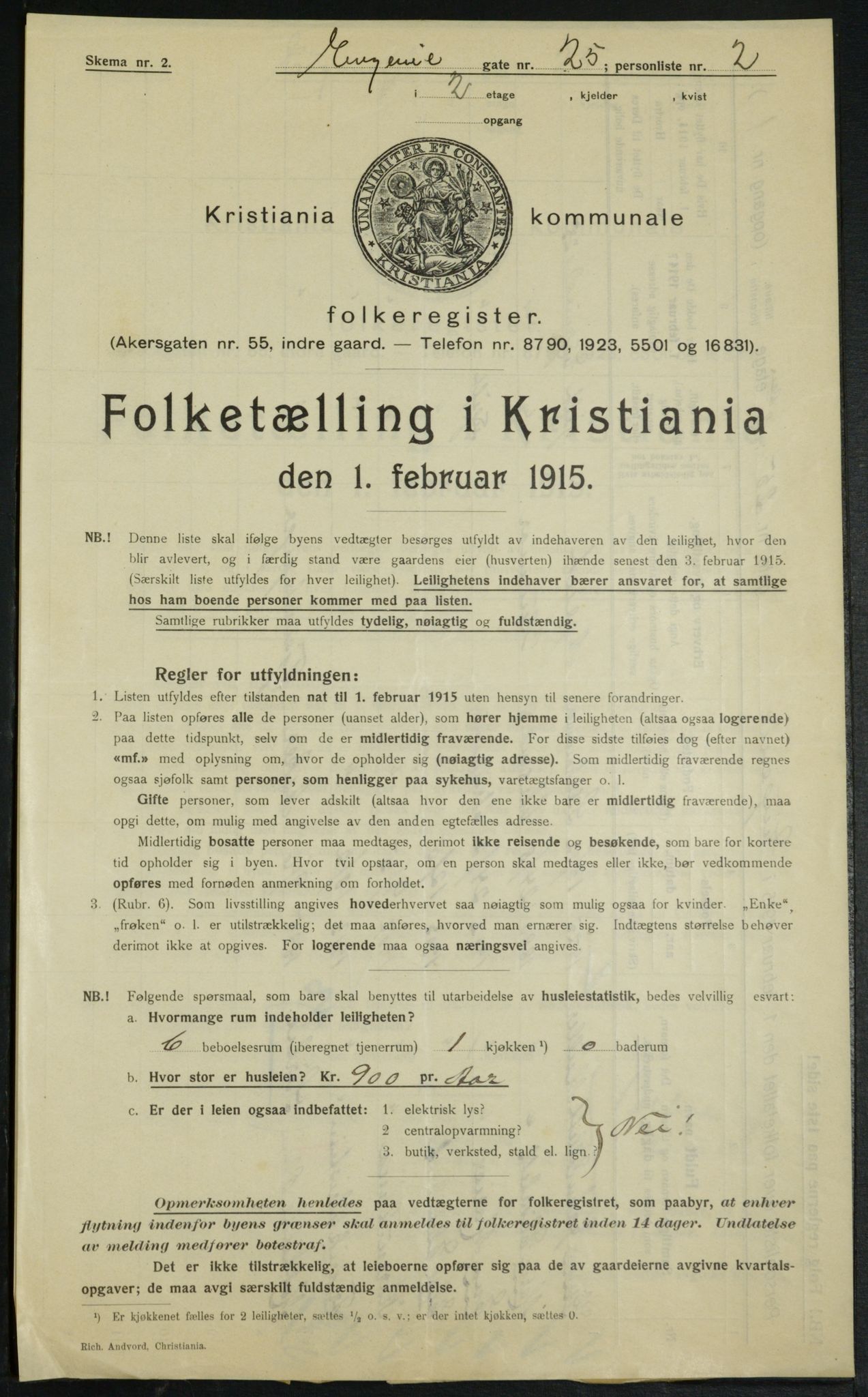 OBA, Kommunal folketelling 1.2.1915 for Kristiania, 1915, s. 22433