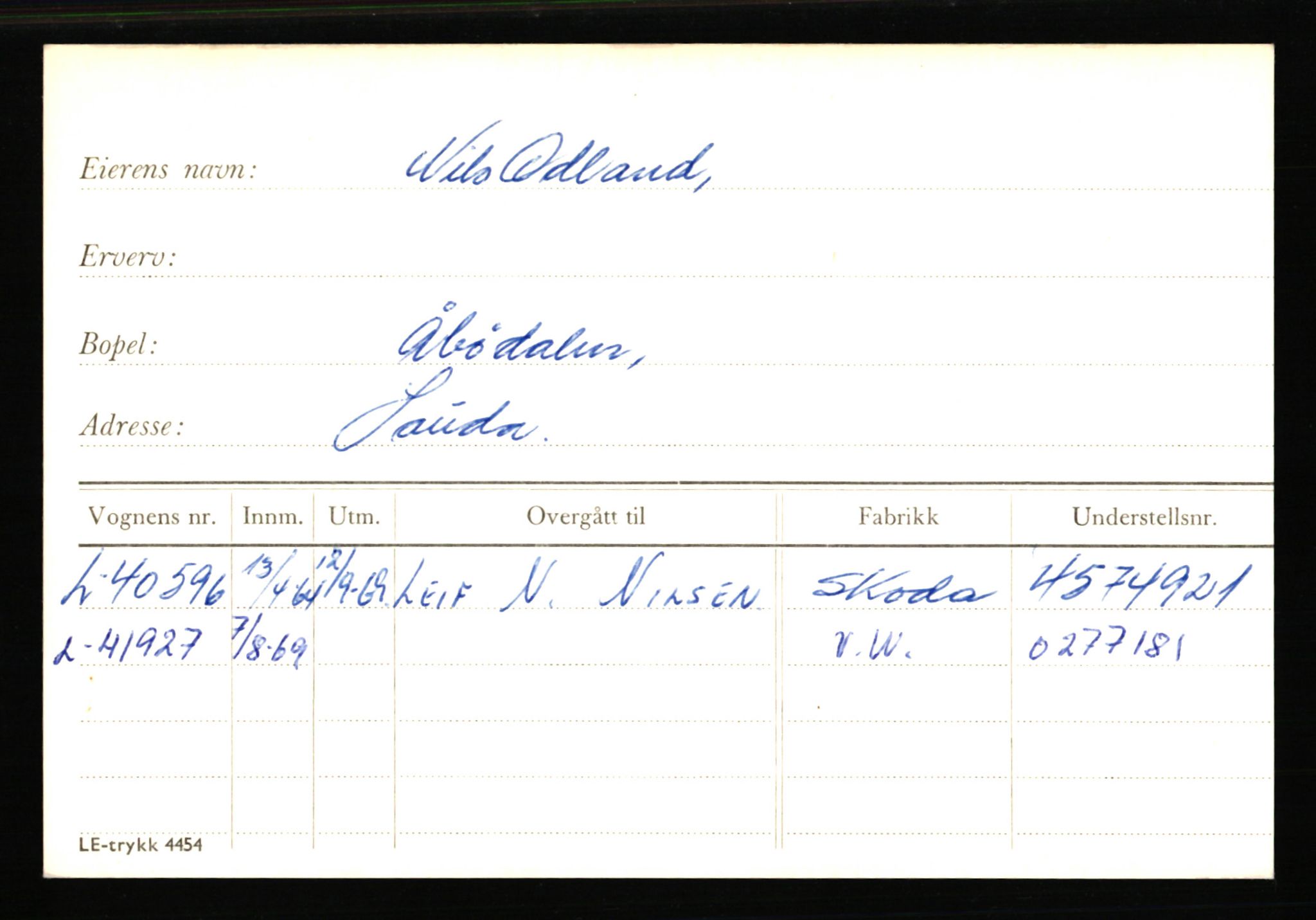 Haugesund trafikkstasjon, AV/SAST-A-101941/0/G/Ga/L0017: Eierkort, gamle - OD-PE, 1930-1970, s. 1
