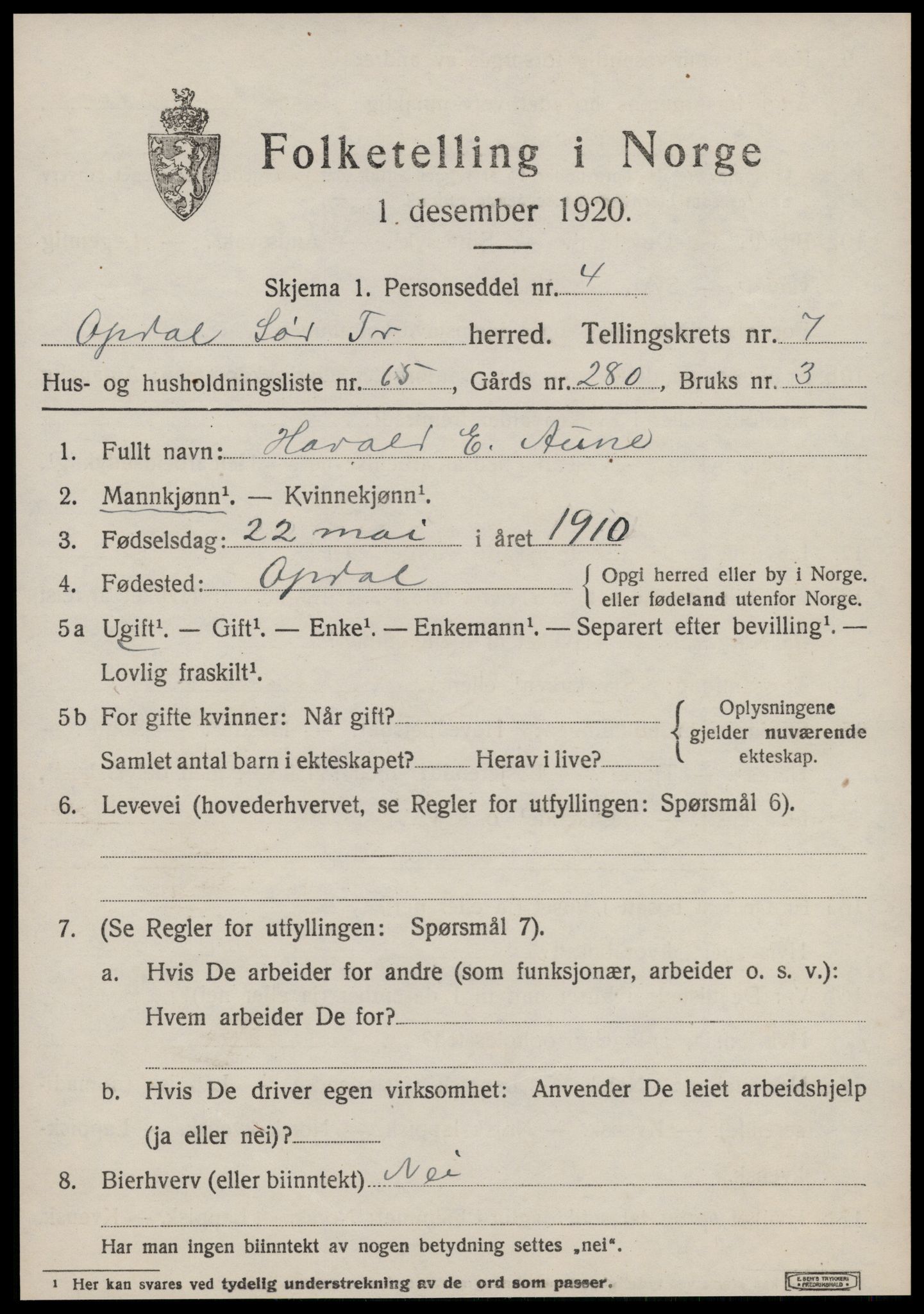 SAT, Folketelling 1920 for 1634 Oppdal herred, 1920, s. 6481