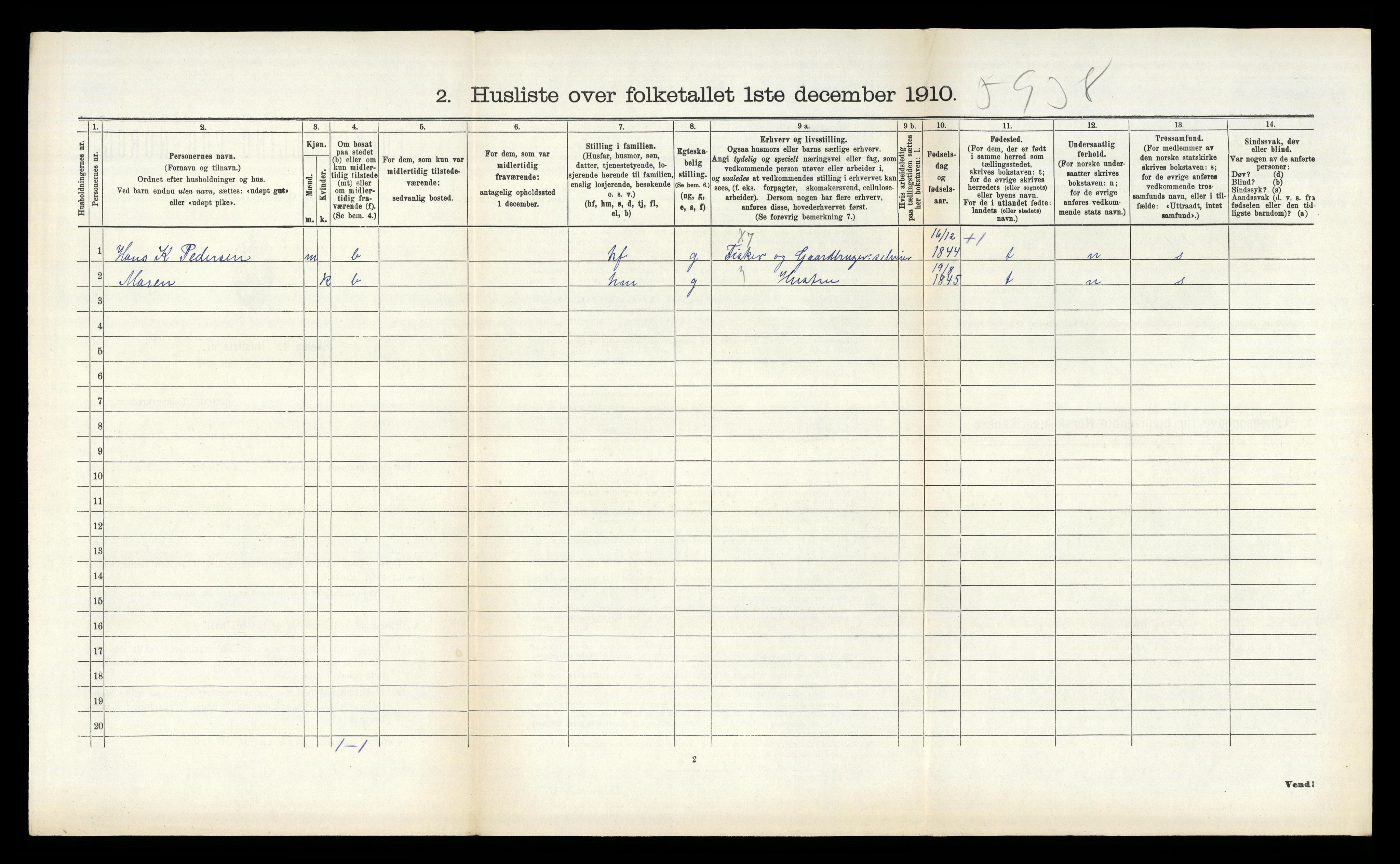 RA, Folketelling 1910 for 0915 Dypvåg herred, 1910, s. 243