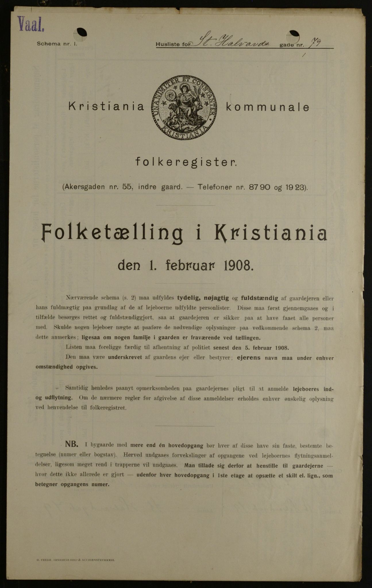 OBA, Kommunal folketelling 1.2.1908 for Kristiania kjøpstad, 1908, s. 79226